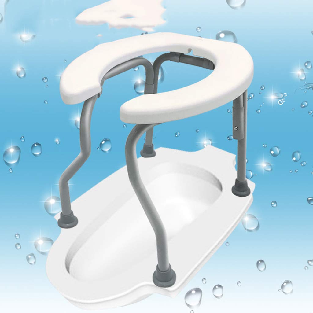 Portable Folding Bedside Commode Chair - Lightweight Steel Frame Shower Toilet Seat with Non-Slip Leg Pads for Elderly & Disabled - Home Care, Hospital Use & Travel Convenience
