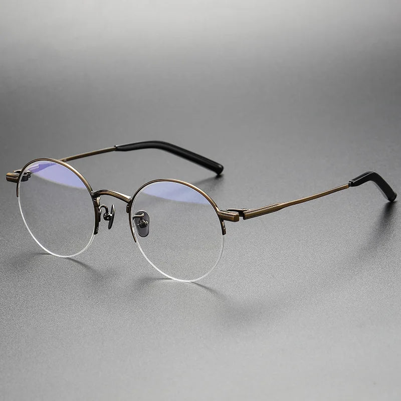 Aimee Women's Semi Rimless Round Titanium Eyeglasses Frame 942185 - Lightweight & Durable Eyewear for Work, Reading & Fashion