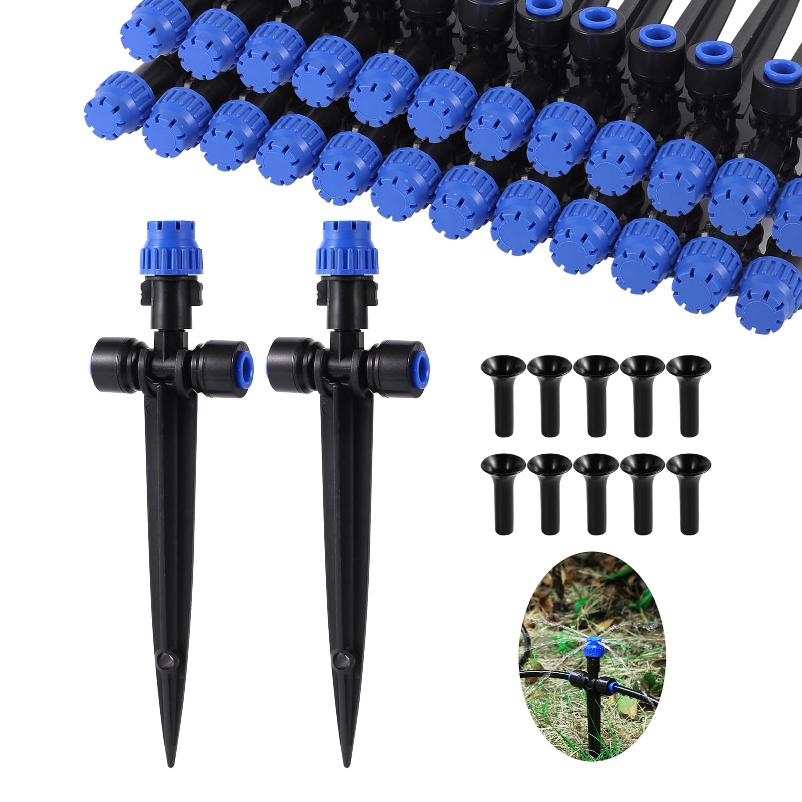 **Adjustable 360° Drip Irrigation Emitters - 36pcs Push-to-Fit 1/4