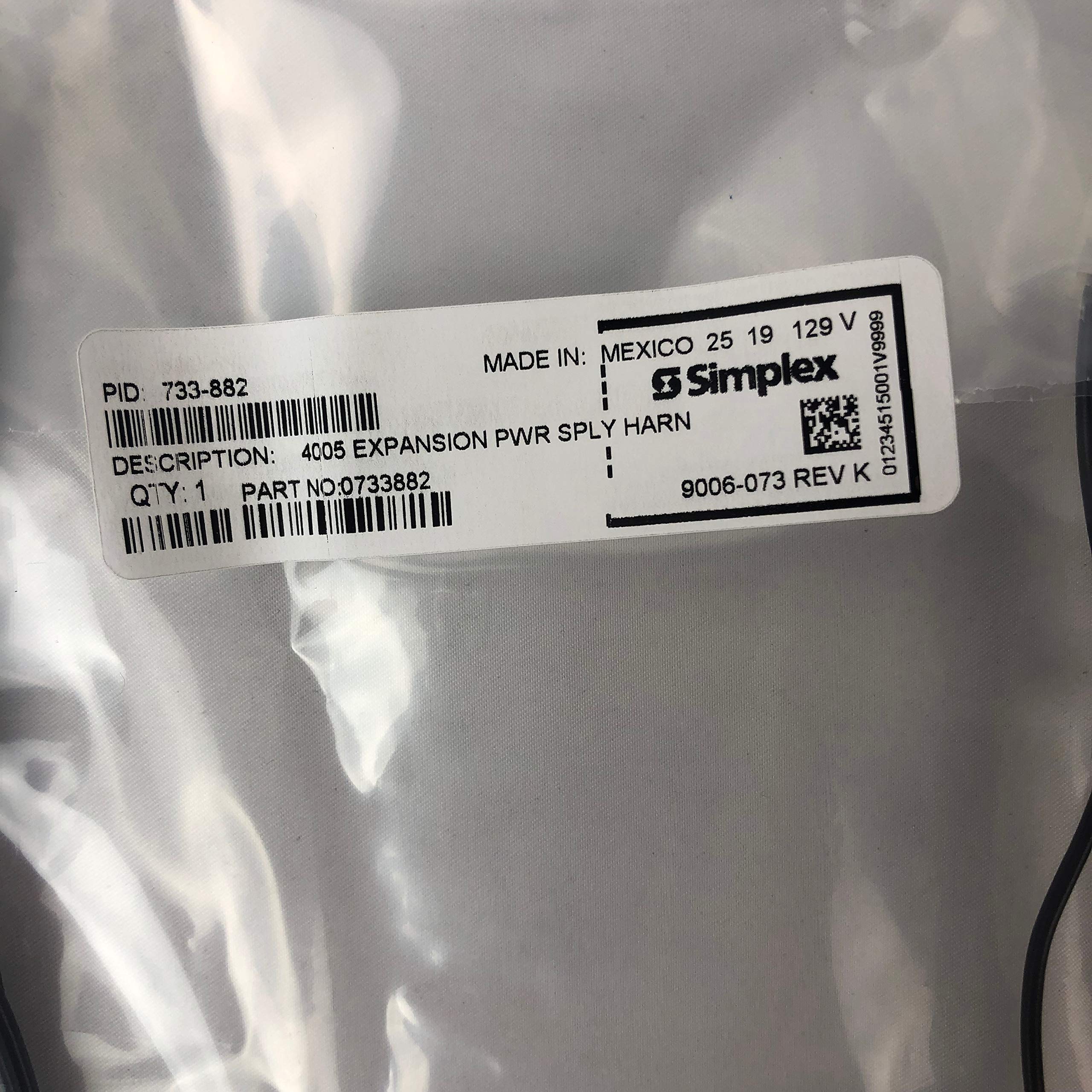 Simplex 733-882 4005 8-Wire Cable Expansion Power Supply to P2 - Reliable Backup Power Solution for Fire Alarm Systems & Security Panels
