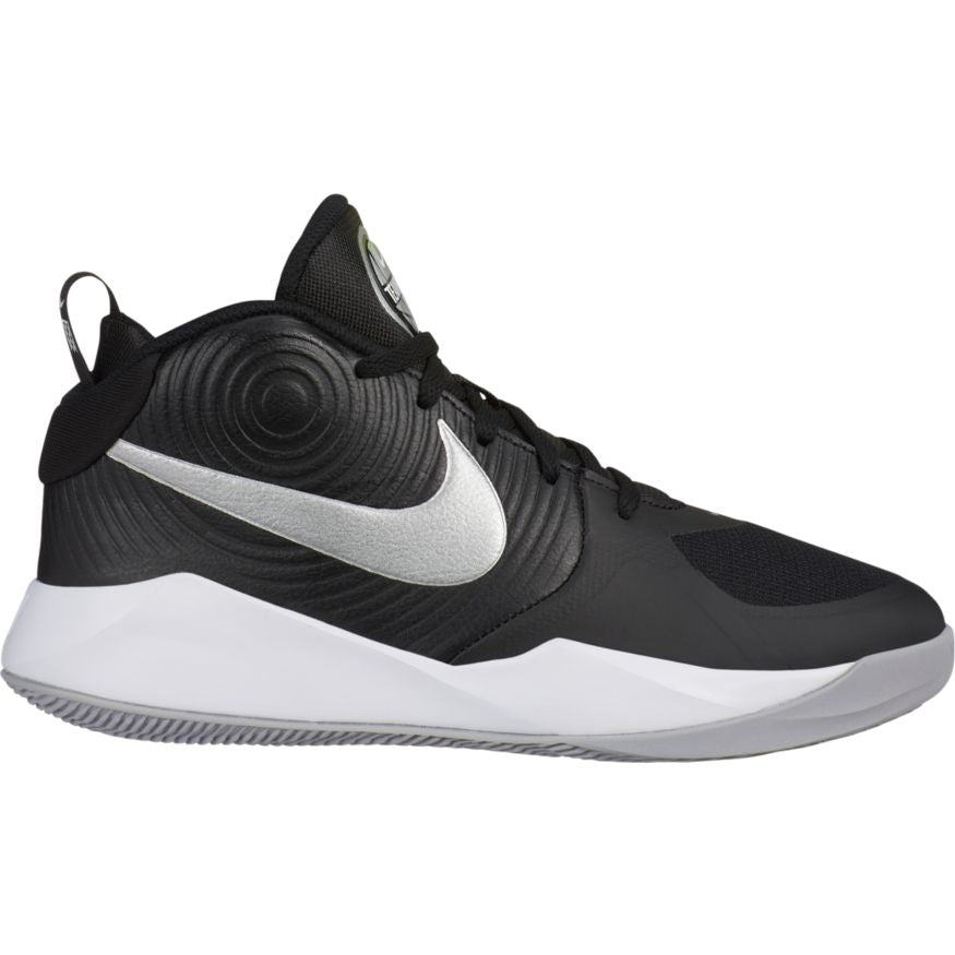 Nike Team Hustle D 9 Youth Sneakers - Black/Metallic Silver/Wolf Grey | Basketball & Casual Shoes for Kids | Perfect for School, Sports & Everyday Wear