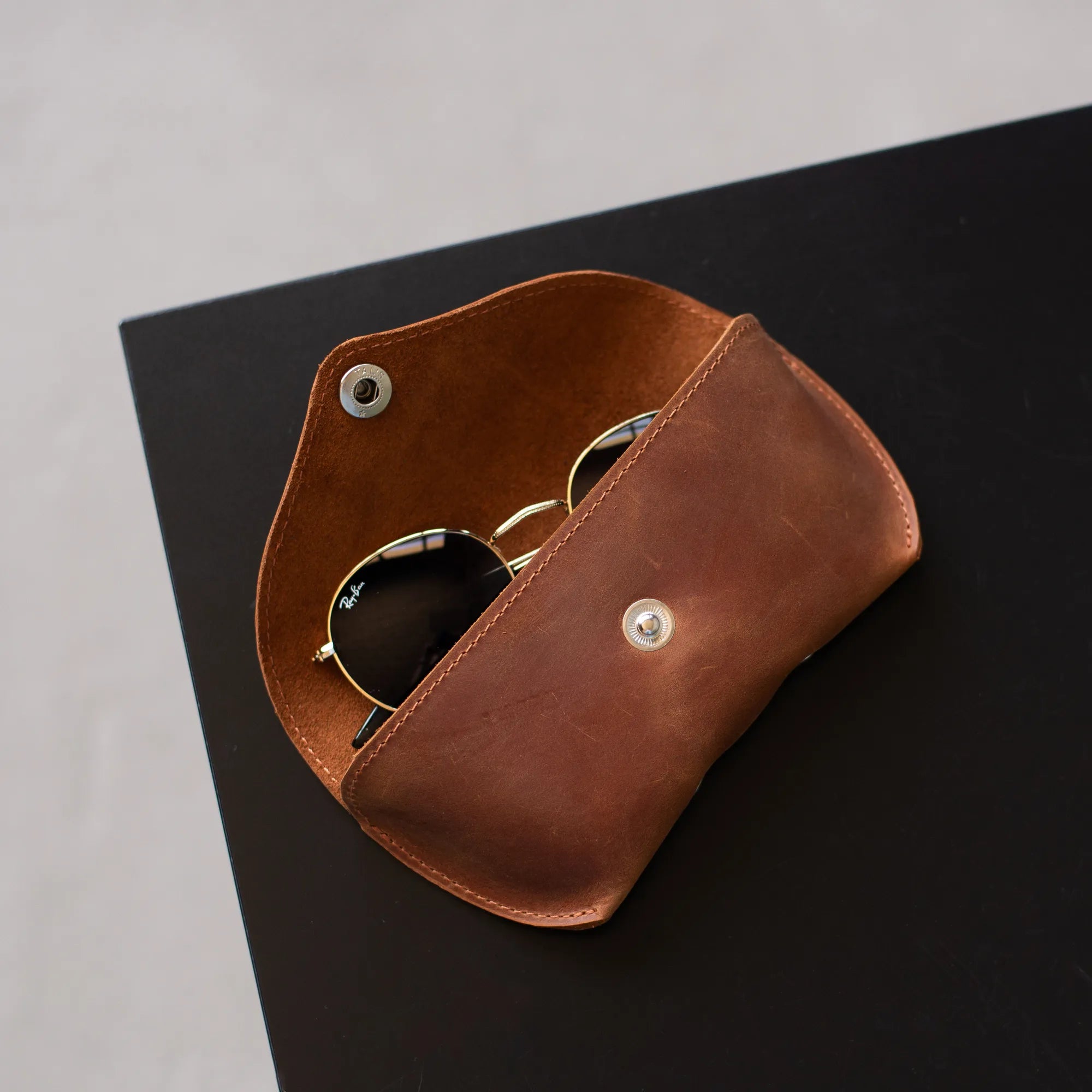 Premium Genuine Leather Glasses Case - Durable & Stylish Eyewear Holder for Men & Women - Perfect for Travel, Work & Everyday Use