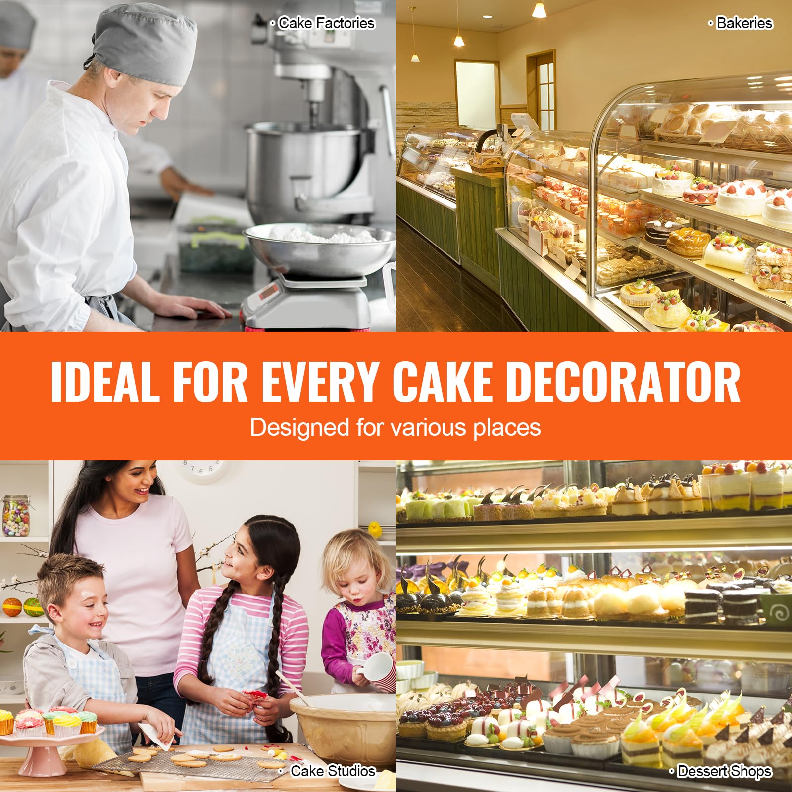 VEVOR Cake Decorating Machine - Low Noise Cake Frosting & Cream Spreading Coating Machine with Adjustable Scraper & Turntable (4