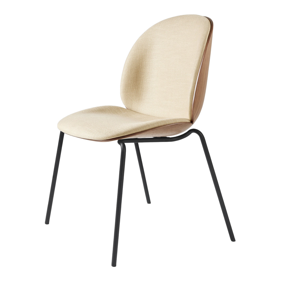 Beetle Dining Chair - Upholstered Seat, Conical Base, Stackable Design with 3D Veneer Shell - Perfect for Modern Kitchens, Dining Rooms & Small Spaces