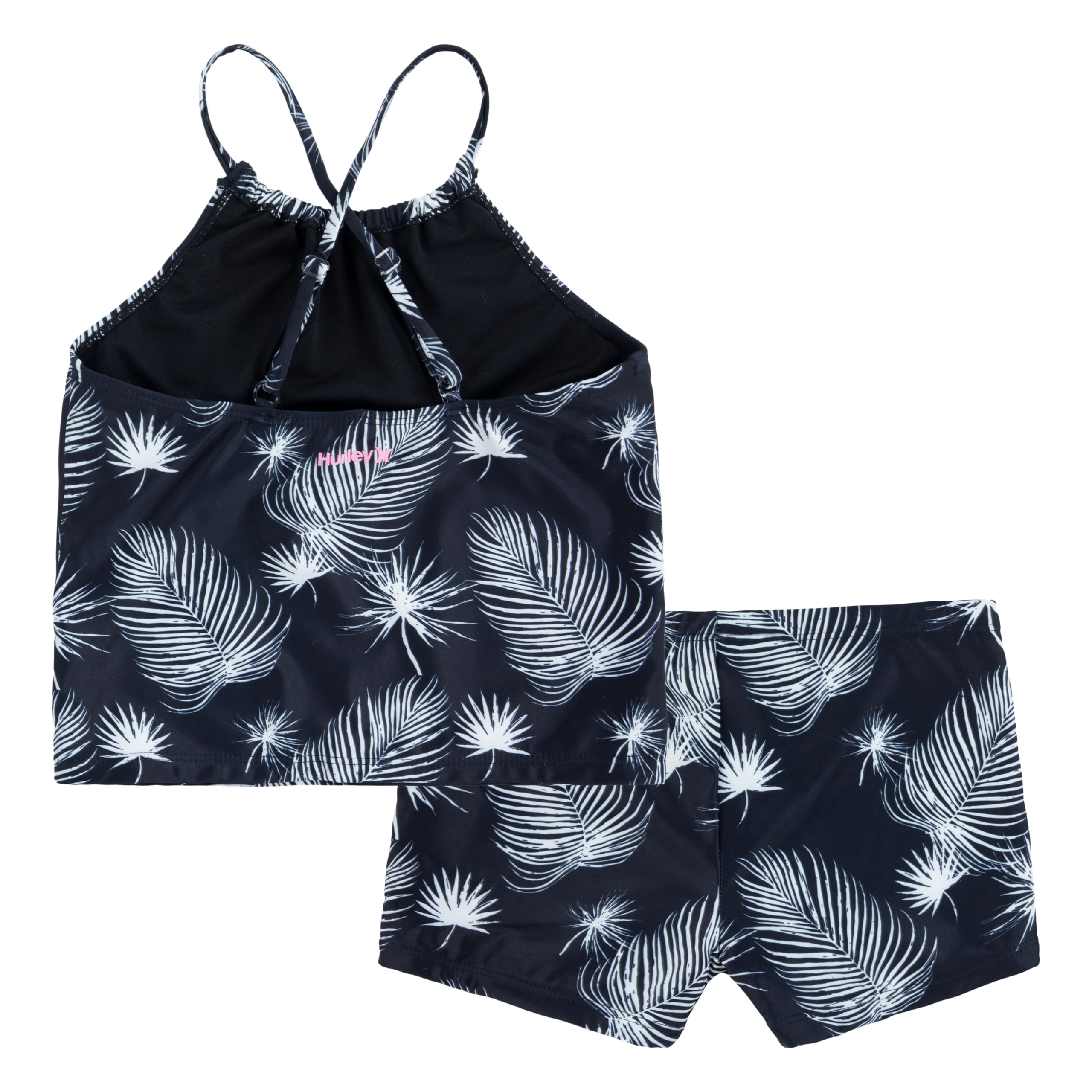 Hurley Girls' 2-Piece Tankini Swimsuit - UPF 50+ Rashguard & Swim Shorts Set for Beach, Pool & Summer Water Activities