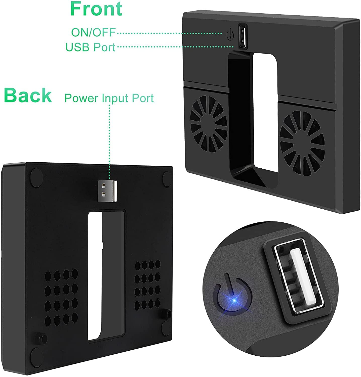 Linkstyle Vertical Cooling Stand with Dual Fans for Xbox Series X - USB Powered Cooling System with Extra USB Port - Perfect for Gaming, Streaming & Long Play Sessions
