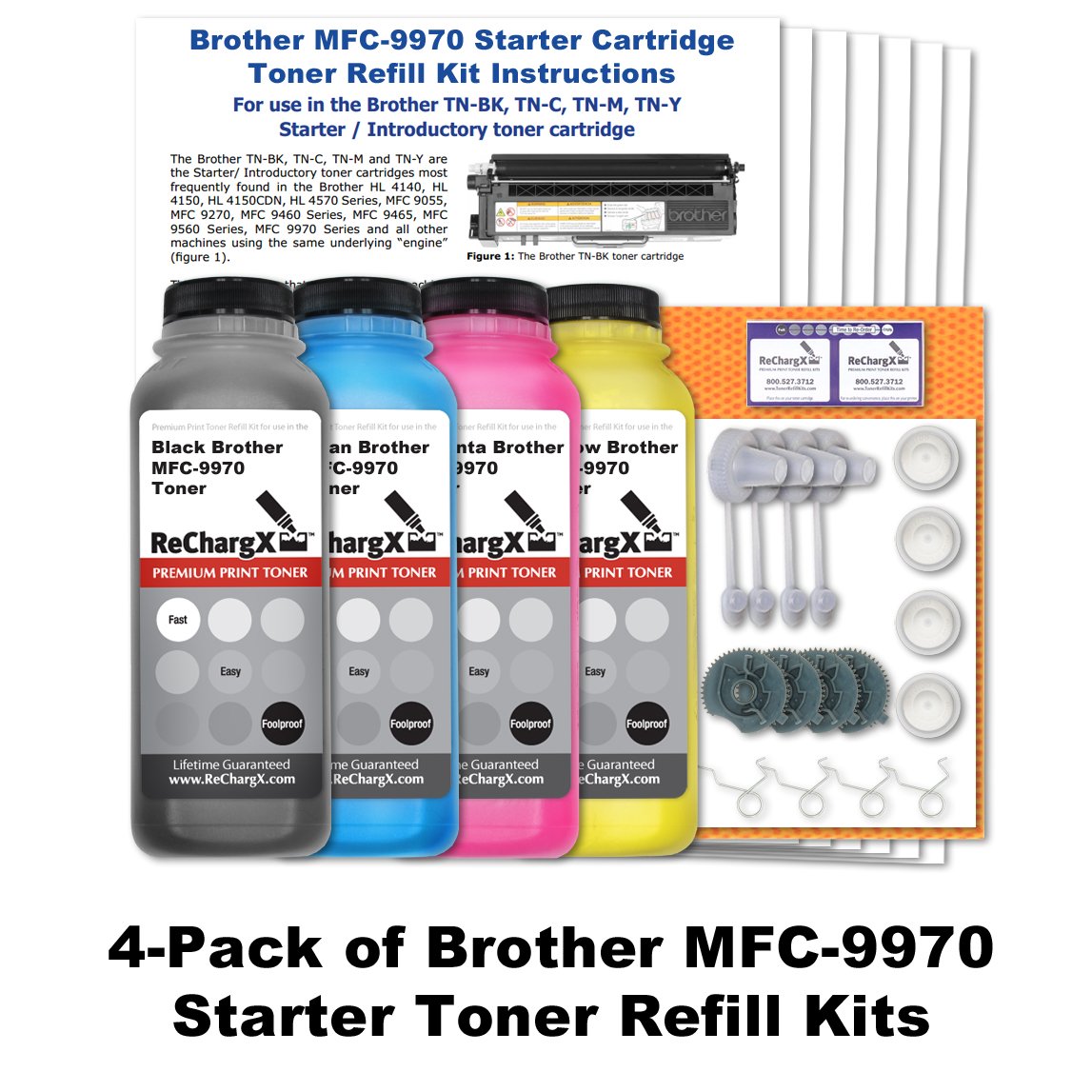 Brother MFC-9970 Compatible Toner Cartridge Refill Kit - 4 Pack (Black, Cyan, Magenta, Yellow) | High-Yield Replacement for Brother Printers | Perfect for Office & Home Printing Needs