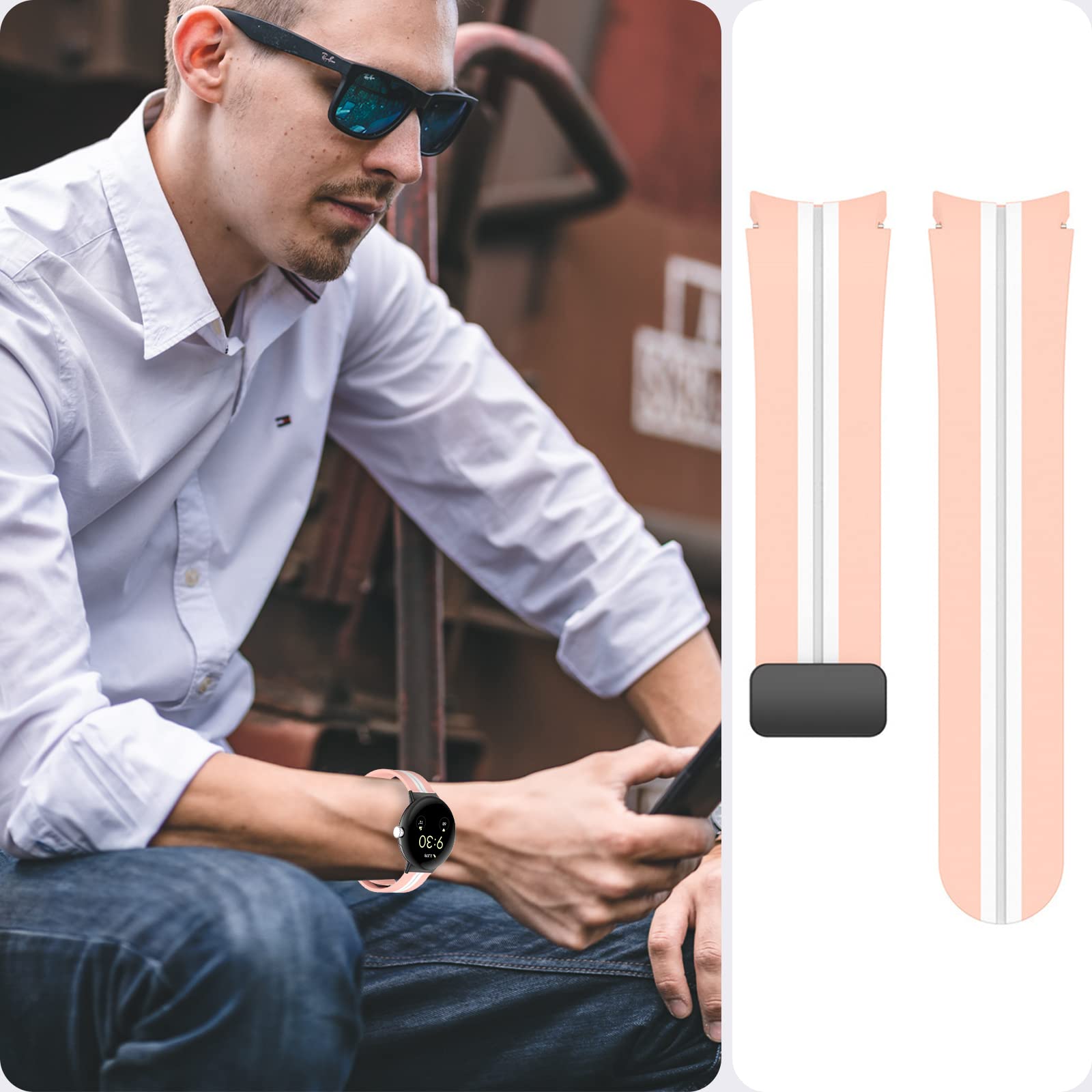 Miimall Silicone Bands for Google Pixel Watch & Pixel Watch 2 - Magnetic Buckle, Waterproof, Sport Strap for Workout & Daily Use