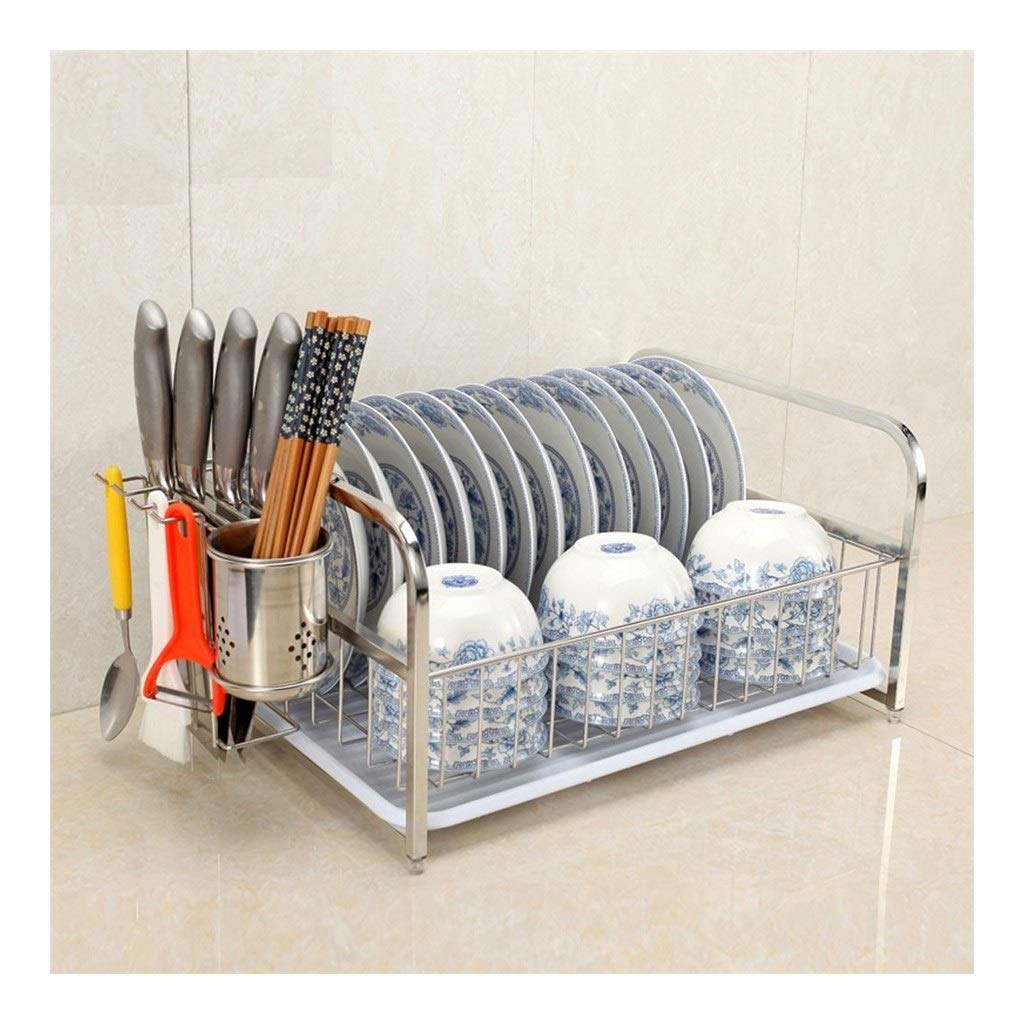 Stainless Steel Dish Rack with Drain Basket - 304 Single Layer Hanging Kitchen Drying Rack for Dishes & Utensils | Space Saving Silver Storage Solution for Small Kitchens & Apartments