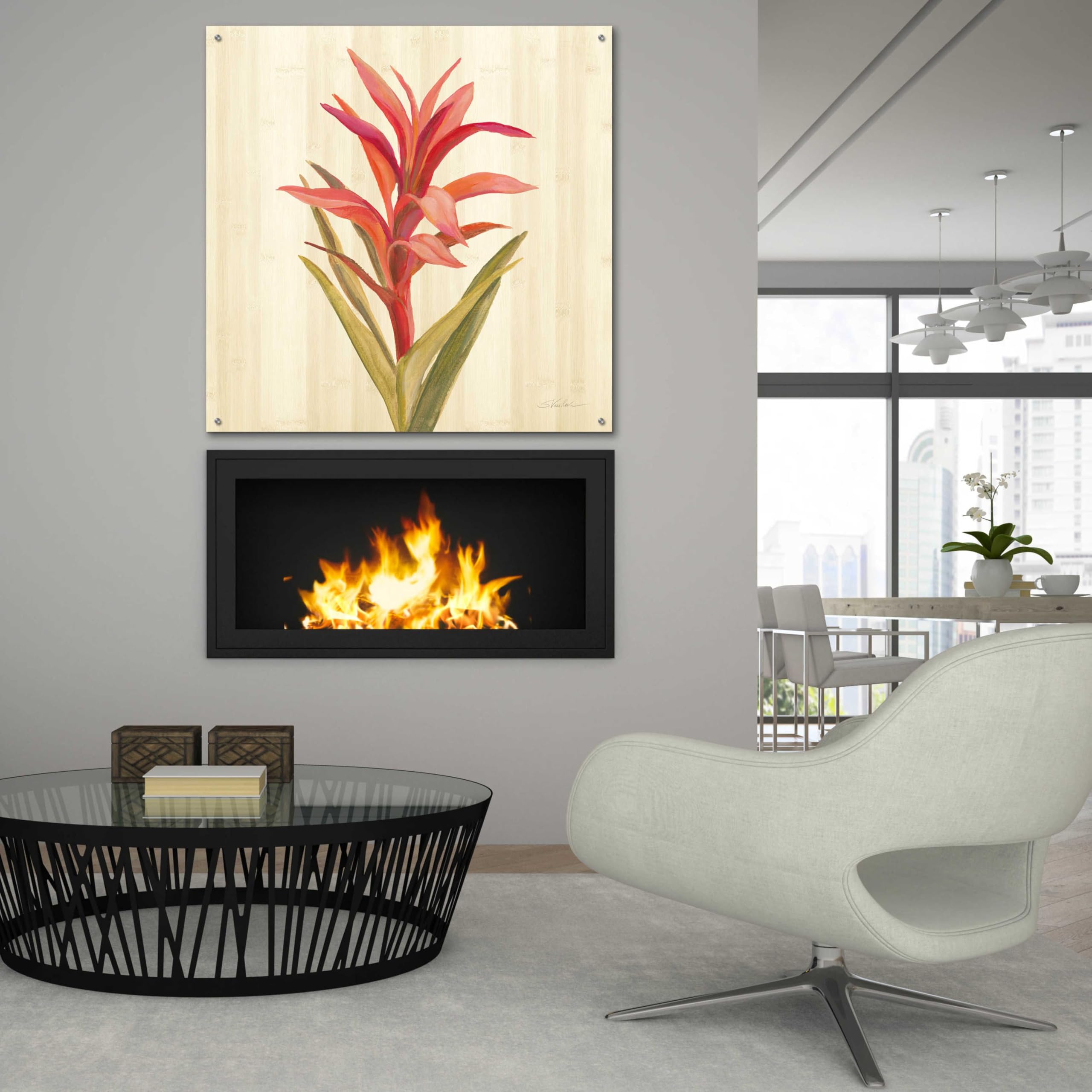 Silvia Vassileva Tropical Garden III Acrylic Glass Wall Art - 36x36 Inch Modern Abstract Painting for Living Room, Bedroom & Office Decor