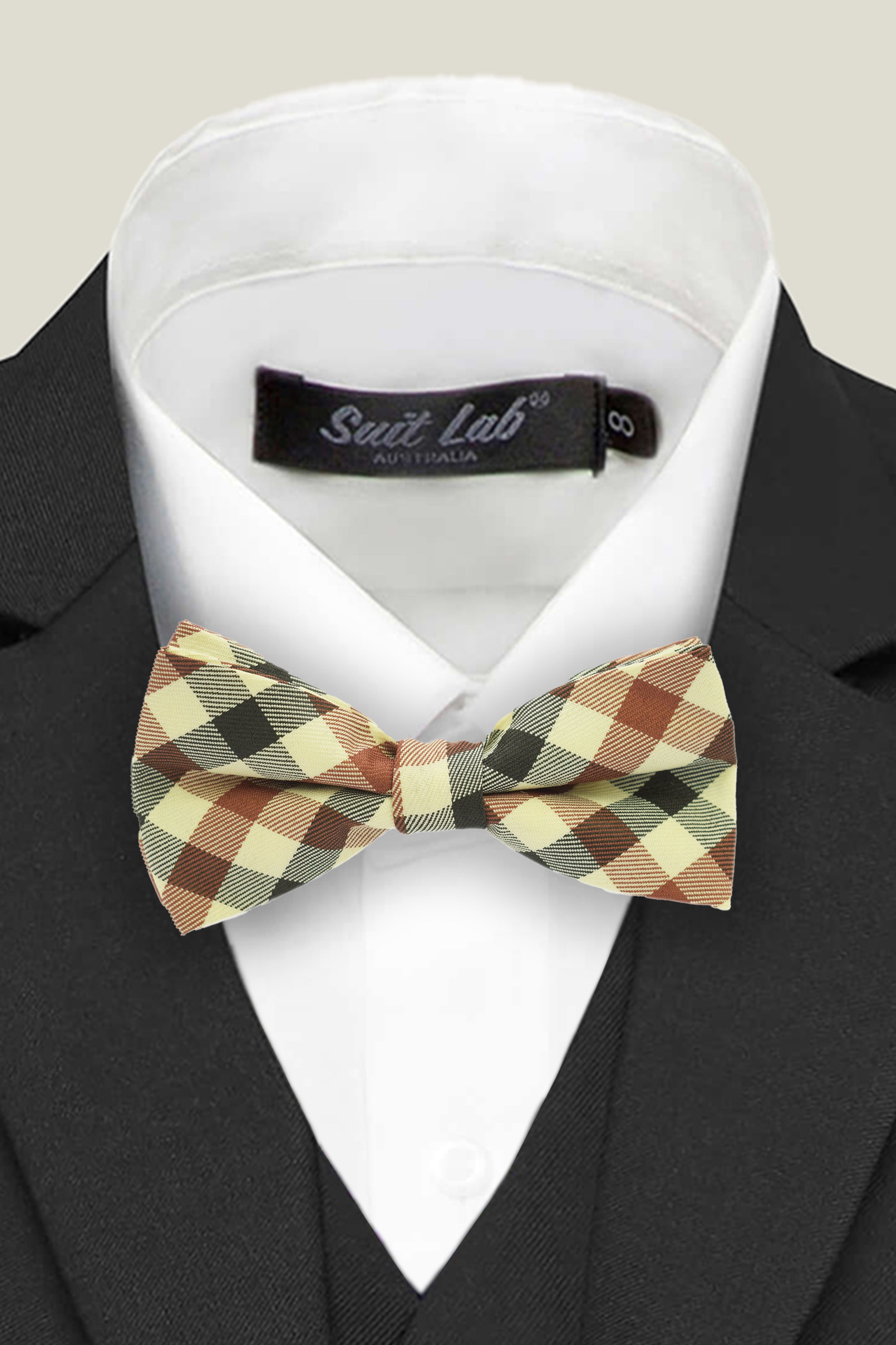 Vintage Checkered Bow Tie for Boys - Classic Style Necktie for Kids, Formal Events, Weddings & Parties