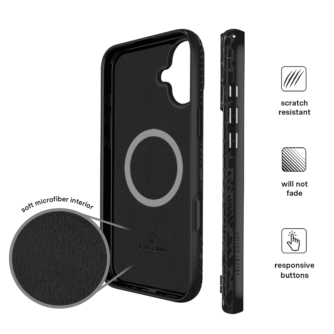 Durable Black Crocodile Pattern iPhone Case - Shockproof & Slim Design for iPhone 13/14/15 Pro Max - Perfect for Daily Use, Travel & Outdoor Activities