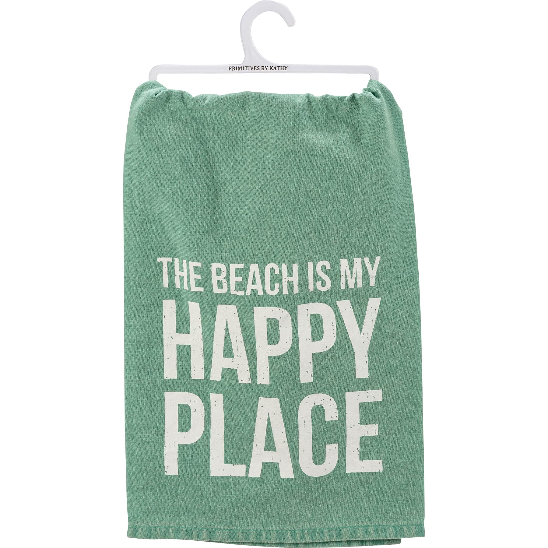 Primitives by Kathy Kitchen Towel - The Beach is My Happy Place Small - Coastal Themed Dish Towel for Beach House Decor, Kitchen & Bathroom Use