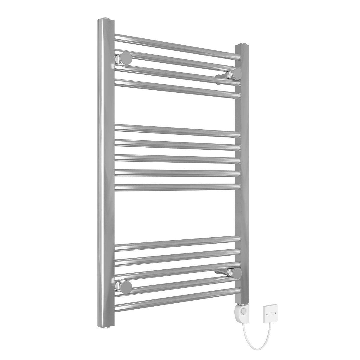 Warmehaus 800x500mm Electric Heated Towel Rail - Chrome Straight Thermostatic Bathroom Towel Radiator for Warm & Dry Towels - Perfect for Bathrooms, Spas & Luxury Homes