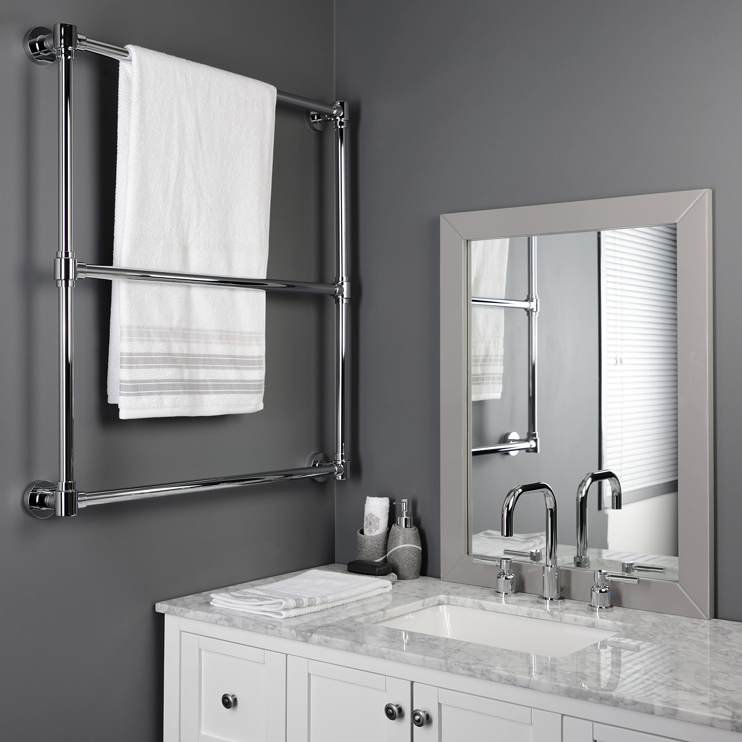Kingston Brass DTM323031 Gallant 30 x 32-Inch Wall Mount Towel Rack, Polished Chrome Bathroom Accessory for Spa, Hotel & Home Decor (32 x 30 x 3 Inches)