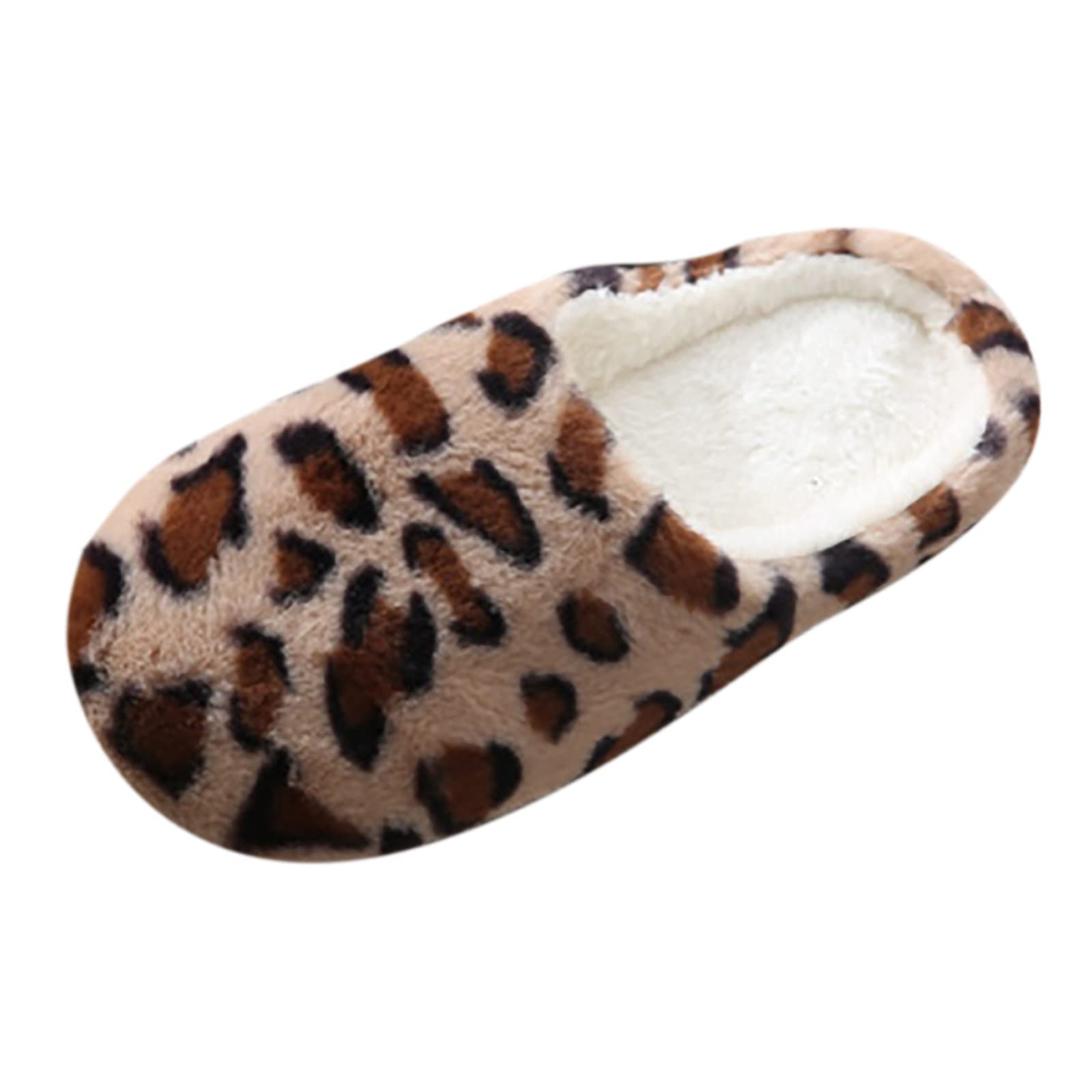 Women's Fuzzy Leopard Print Slippers - Soft Plush Fluffy House Shoes for Indoor/Outdoor Use - Cozy Bedroom & Lounge Slippers - Slip-On Comfort for Women (Coffee, Size 36) - Perfect for Relaxing at Home, Morning Coffee, and Cold Weather Comfort