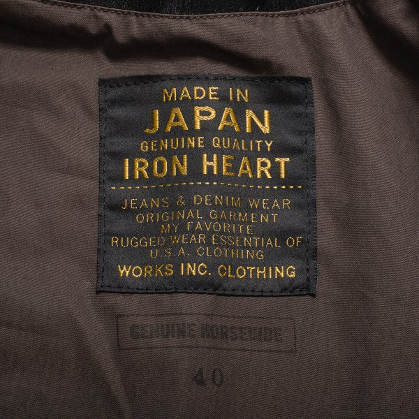Iron Heart IHJ-35 Black Japanese Horsehide Motorcycle Jacket for Men - Premium Biker Jacket for Riding & Casual Wear