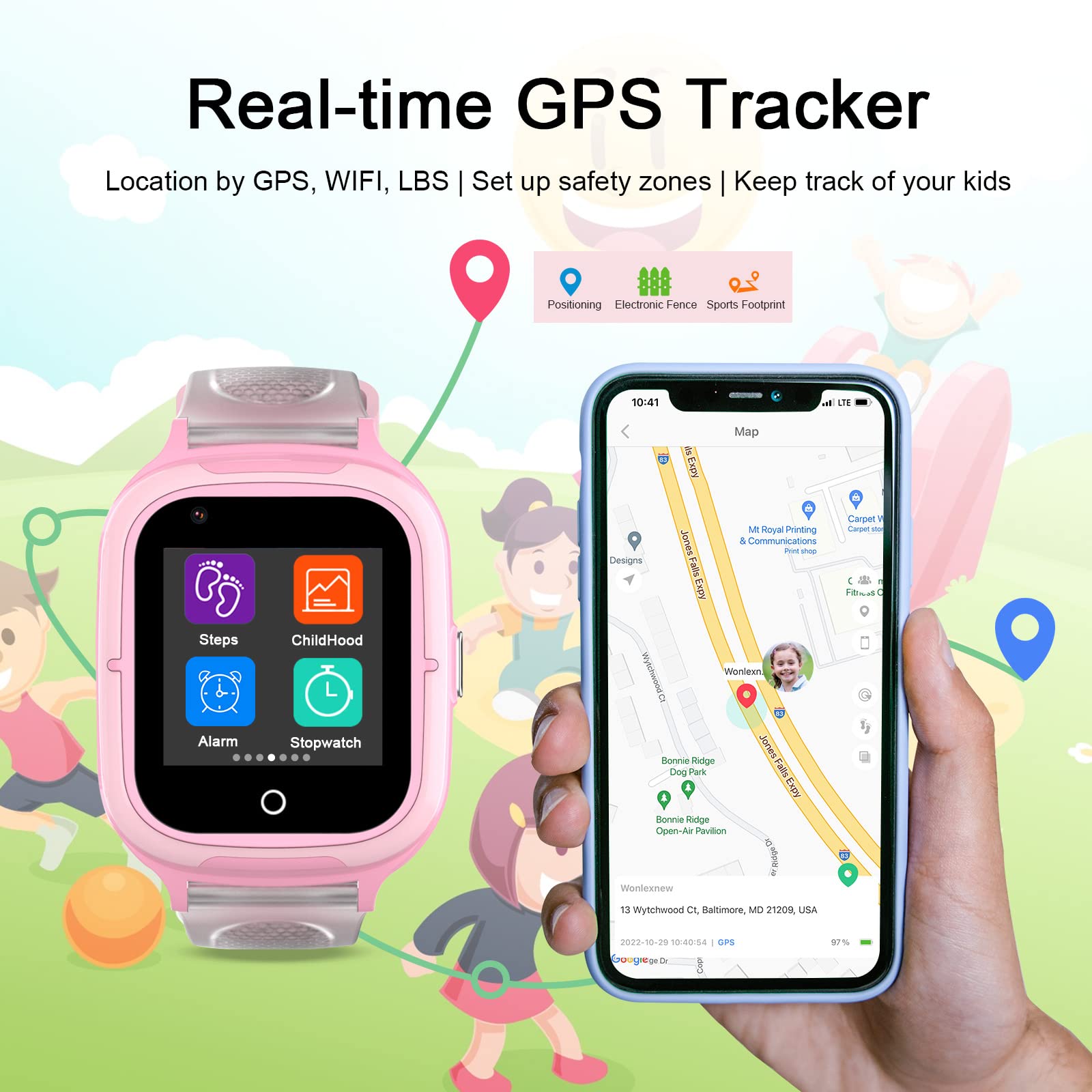 4G Kids Smart Watch for Girls - Unlocked GPS Tracker with Video Calling, Camera, Temperature & Heart Rate Monitor - Global Children's Phone Watch for Safety & Communication - Perfect for School, Outdoor Play & Family Tracking