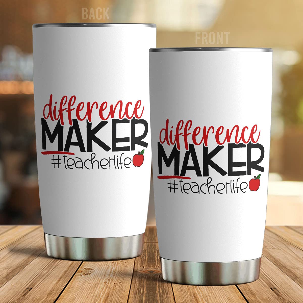 Germini 20oz Apple Steel Tumbler Gift for Teachers - Perfect for Thanksgiving & Back to School
