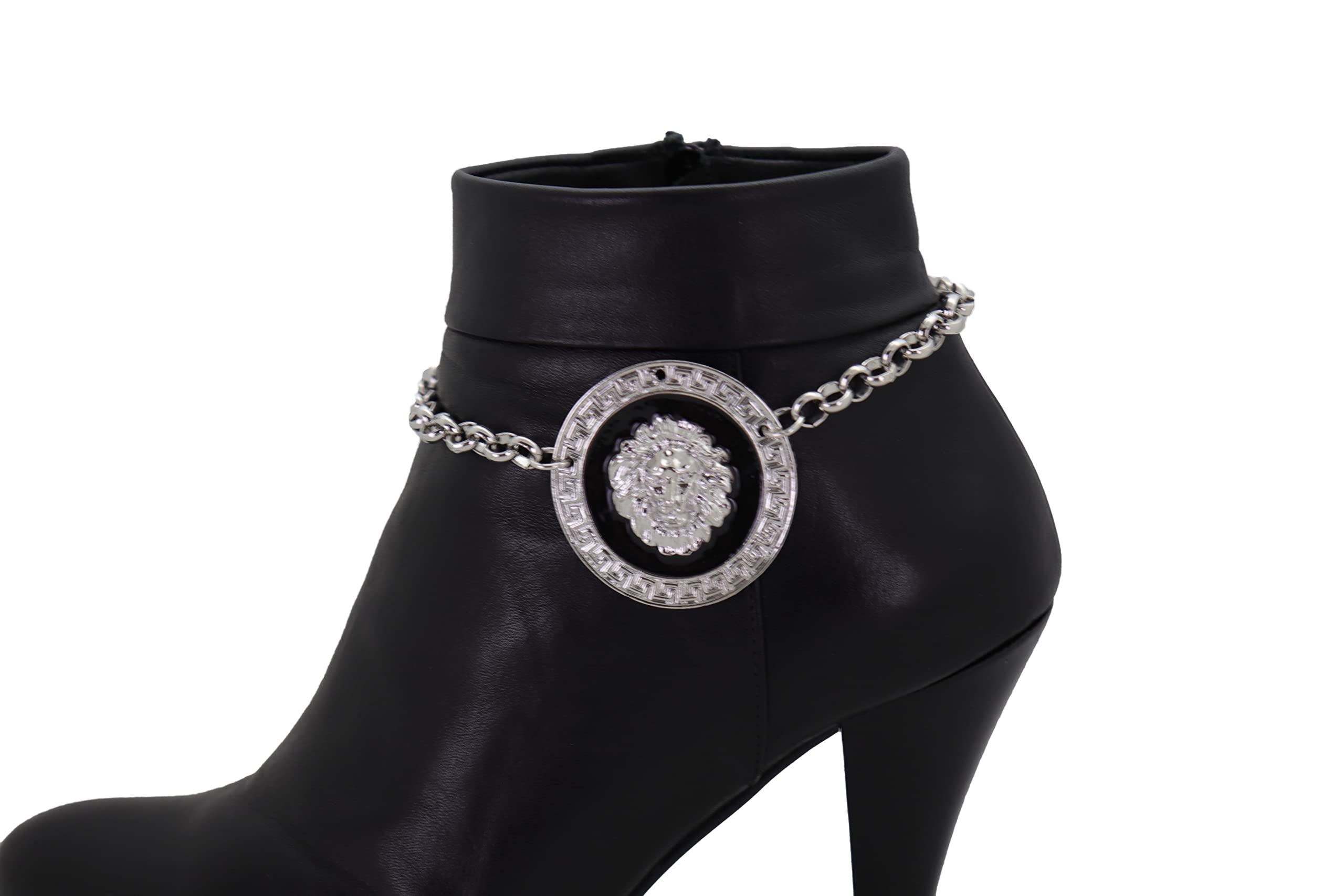 Western Women's Boot Bracelet - Silver Lion Coin Charm Anklet Chain for Rodeo & Cowgirl Fashion | Perfect for Country Concerts, Rodeos & Western Outfits