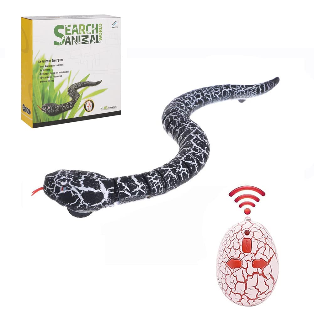 Ufurty Realistic Remote Control RC Snake Toy - Fast Moving Robotic Rattlesnake with USB Rechargeable Battery & Snake-Egg Controller - Scary Trick Toy for Kids Outdoor Play, Halloween Pranks, and Birthday Gifts