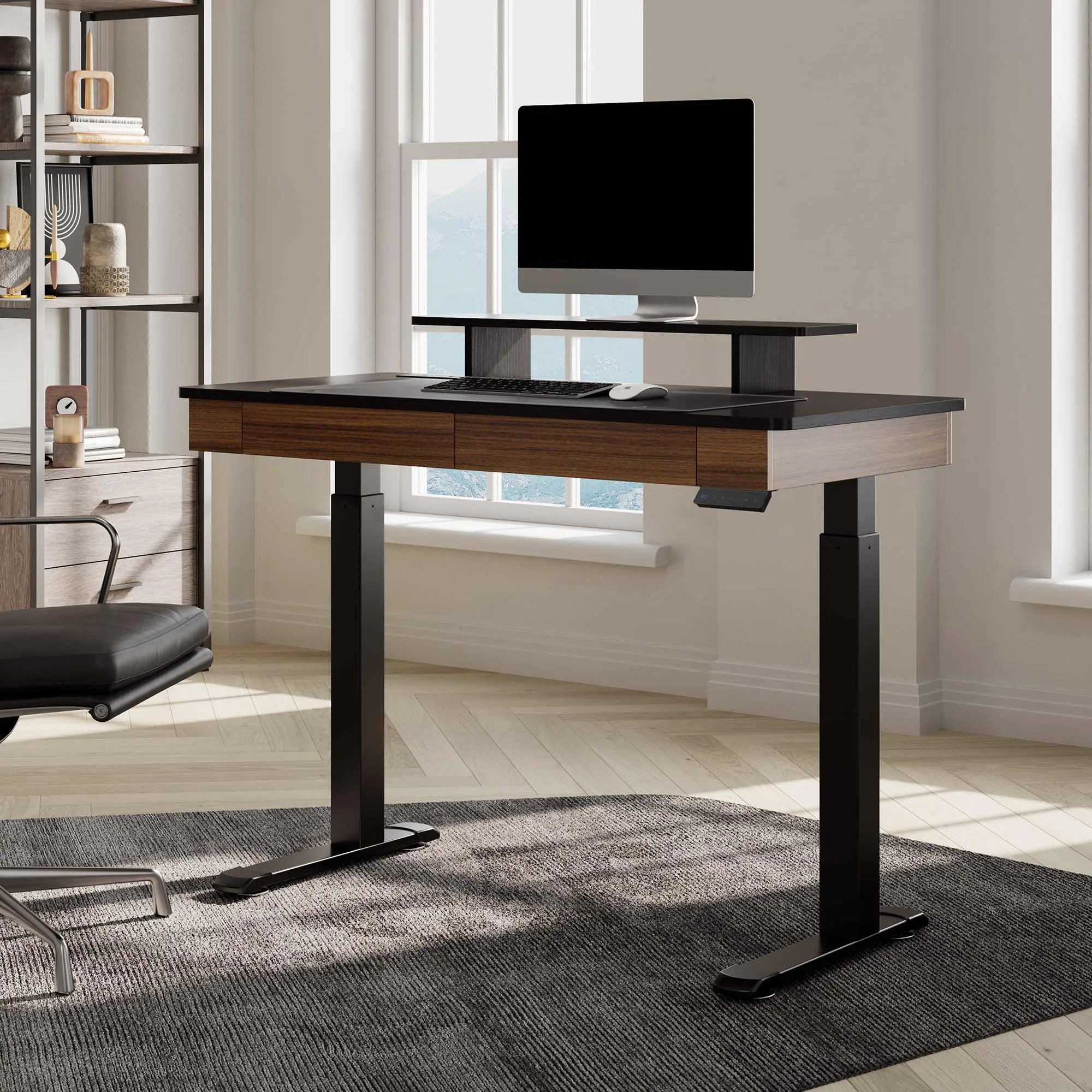 Adjustable Height Standing Desk with Wooden Drawers - 47