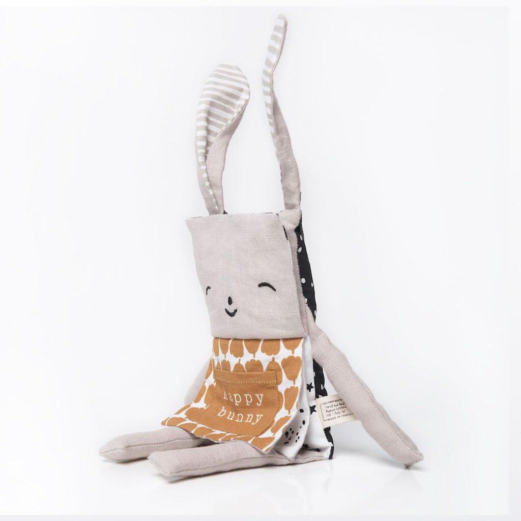 Wee Gallery Organic Flippy Friend Bunny - Soft Baby Teething Toy, Eco-Friendly & BPA-Free for Infants & Toddlers - Perfect for Soothing Gums & Sensory Play