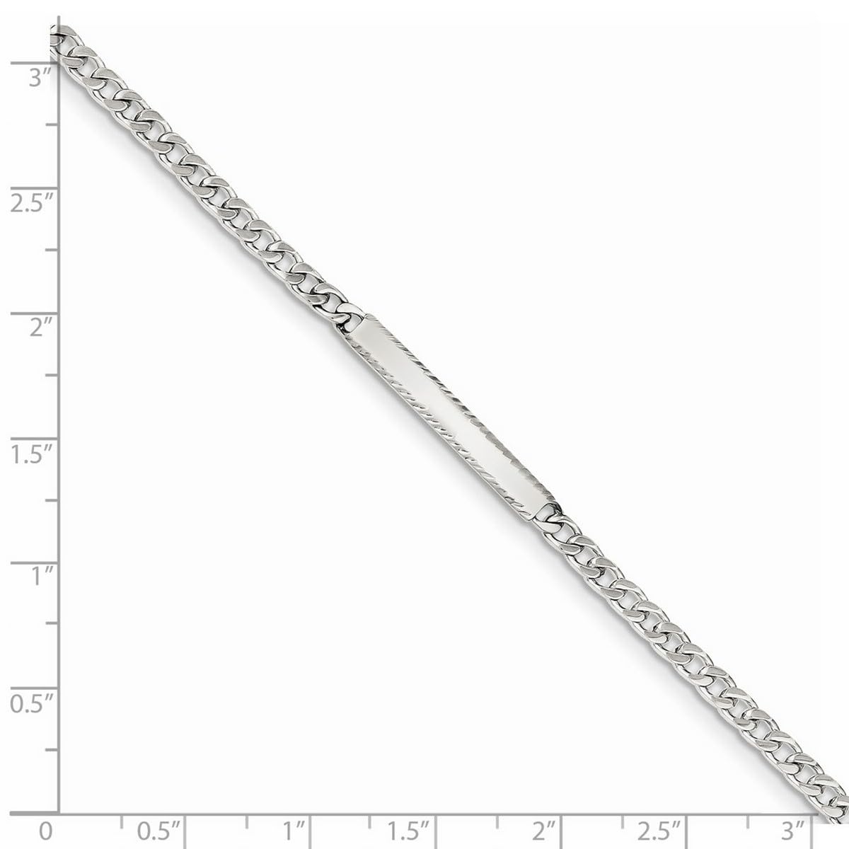 925 Sterling Silver Polished D-Cut Engraveable Curb ID Bracelet for Women - 7 Inch Adjustable Lobster Claw Clasp, 3mm Wide - Perfect for Medical Alert, Personal Identification & Fashion Accessories