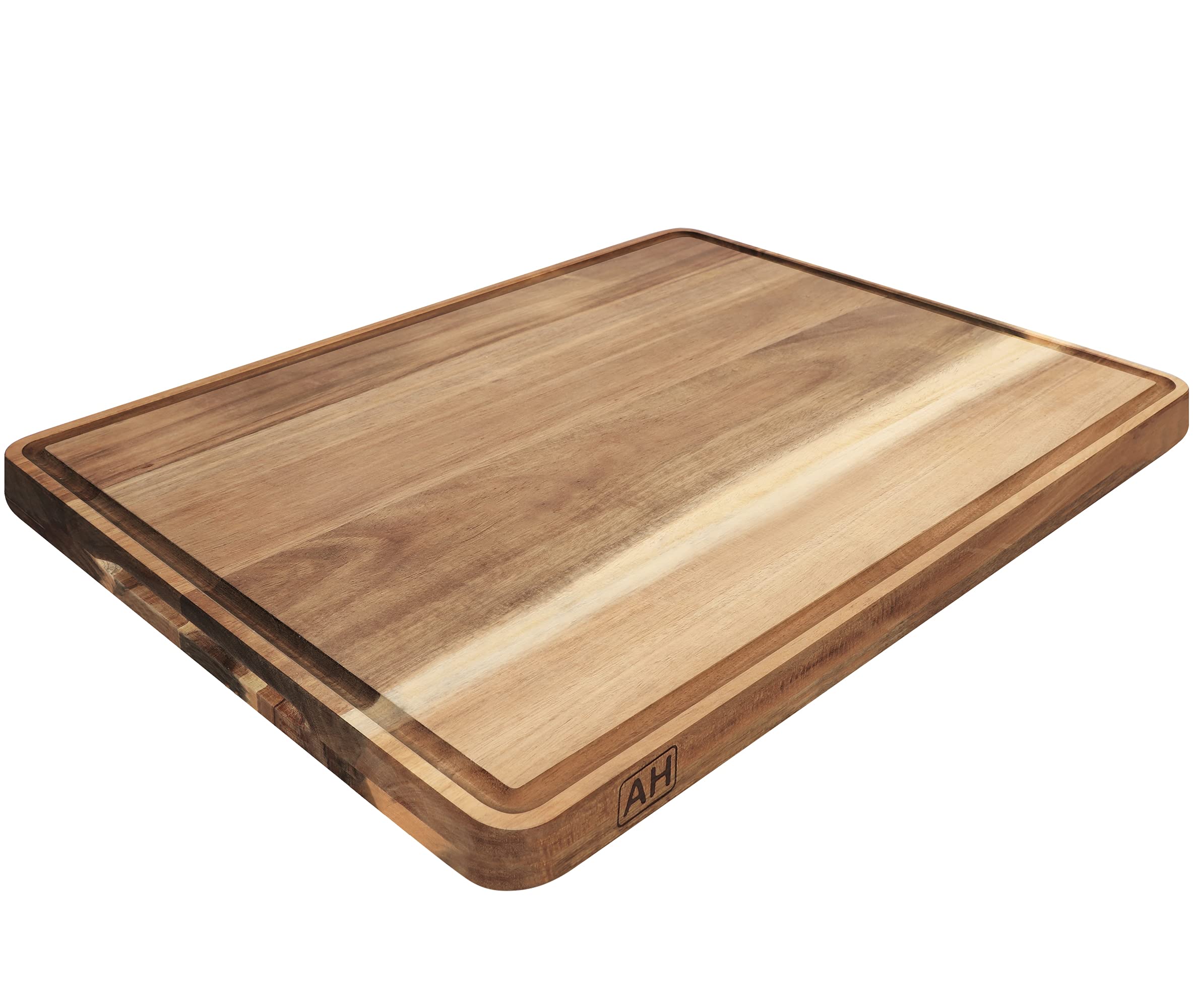 Premium Acacia Wood Cutting Board XXL 24x18x1.5 Inch - Extra Thick Butcher Block with Juice Groove & Non-Slip Handle - Perfect for Kitchen, Charcuterie, Cheese Serving & Meat Cutting - Includes Gift Box & Non-Slip Mats