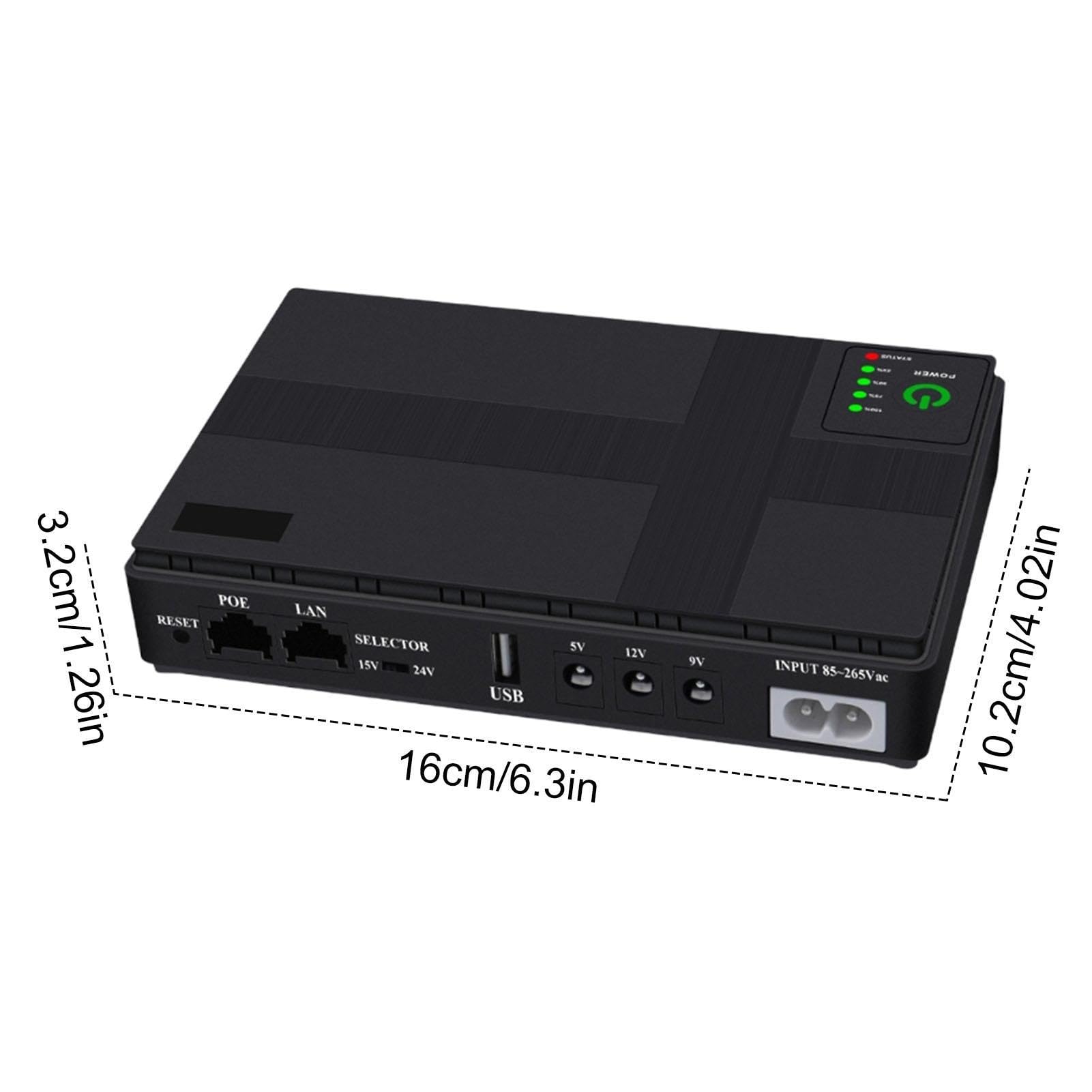 Portable UPS Power Supply with Dual Output Ports - Uninterruptible Backup Battery for Internet Routers, Security Cameras & Home Office Devices | Compact & Easy to Carry Emergency Power Solution