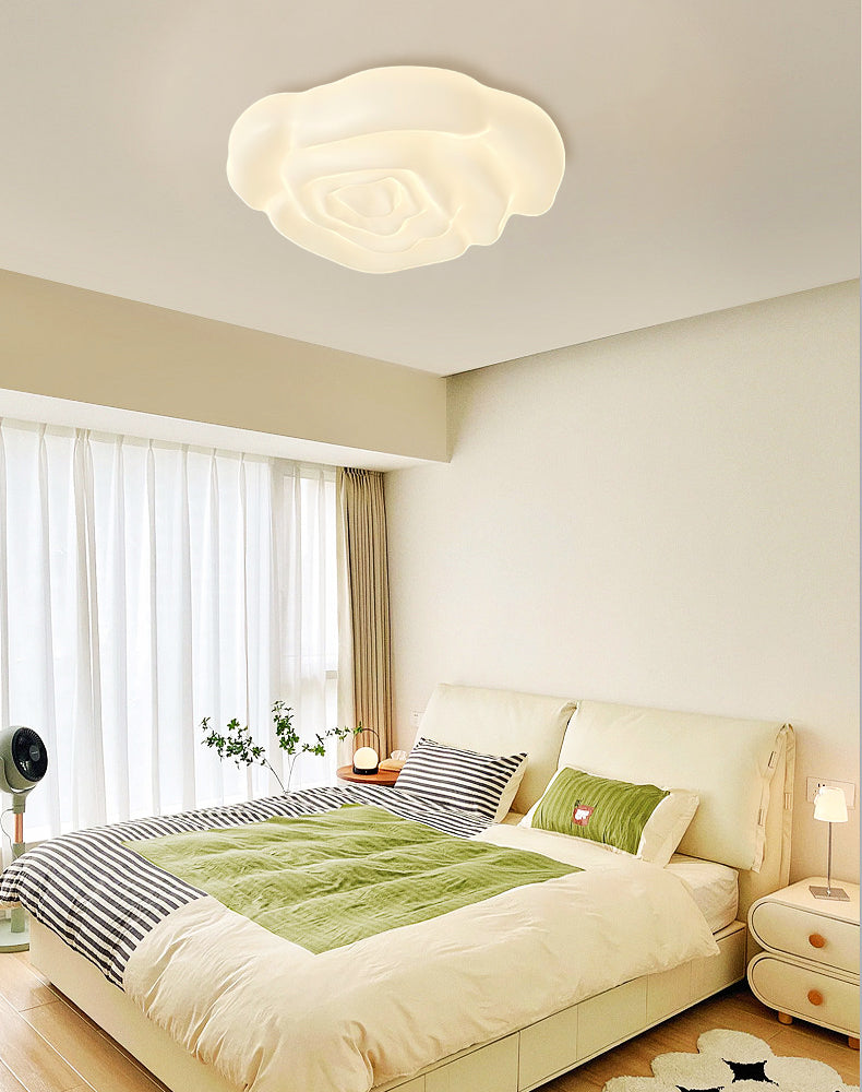 Elegant Cream Rose Acrylic Ceiling Light Fixture - Modern Floral Chandelier for Bedroom, Living Room & Dining Room Decor