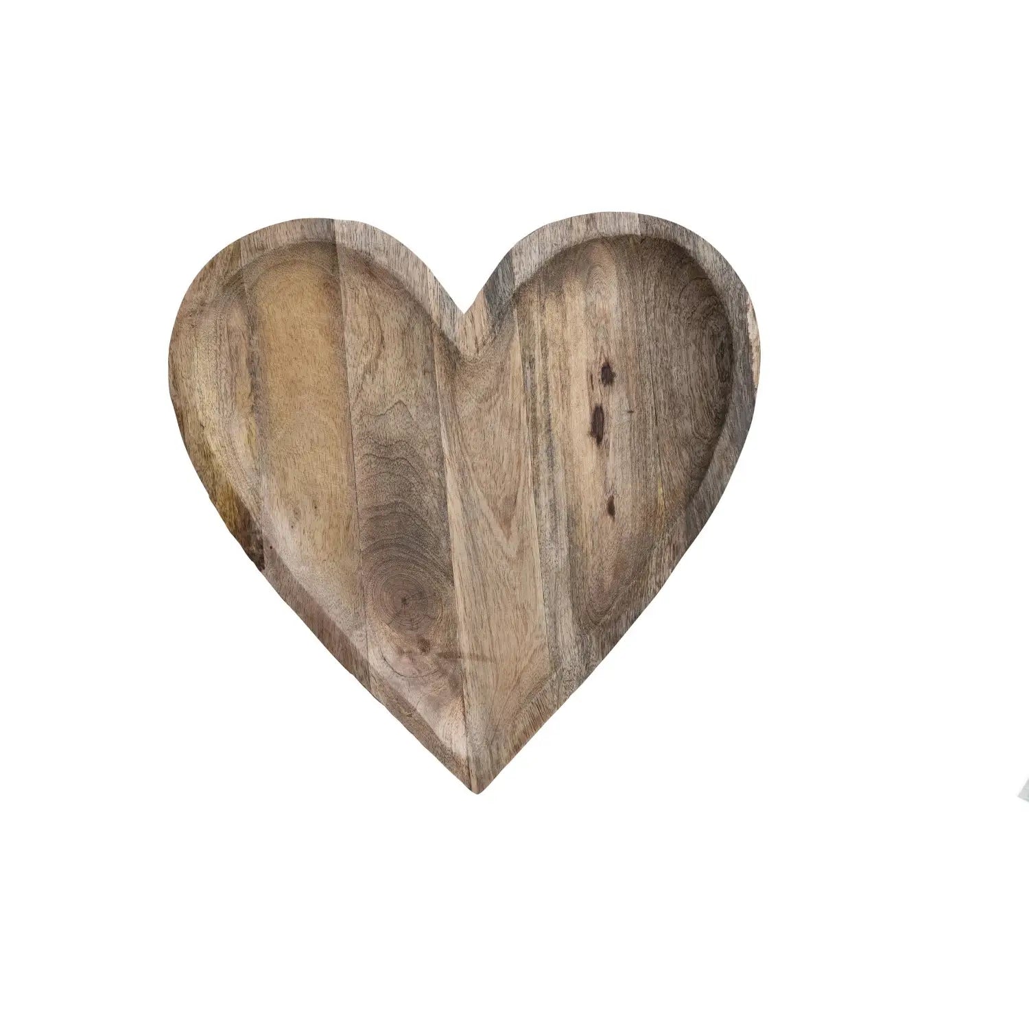 Handmade Mango Wood Heart-Shaped Serving Tray - Natural Wooden Decorative Platter for Jewelry, Keys, Candles | Perfect for Valentine's Day Gifts, Wedding Decor & Coffee Table Centerpiece