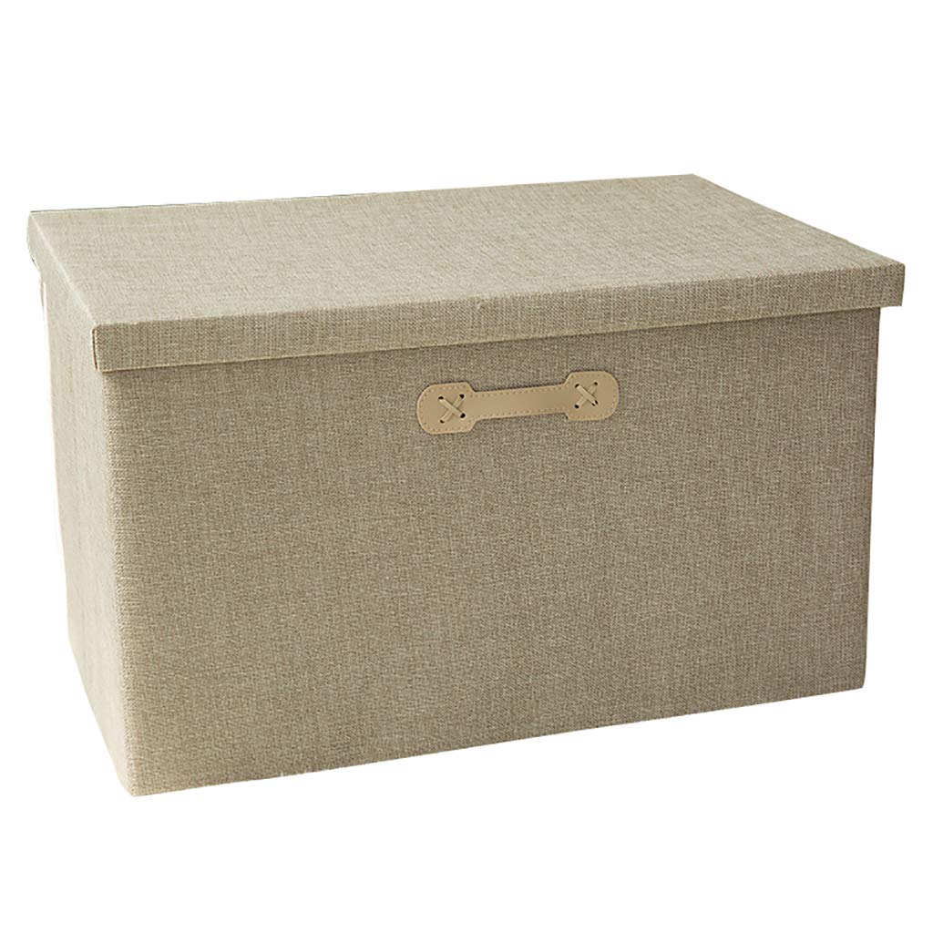 ZJFSX 54L Foldable Storage Box with Handles - Linen Fabric Organizer for Quilts, Blankets, Pillows, Shoes & Clothes | Stackable Home Storage Solution for Bedroom, Closet & Seasonal Organization (Beige)