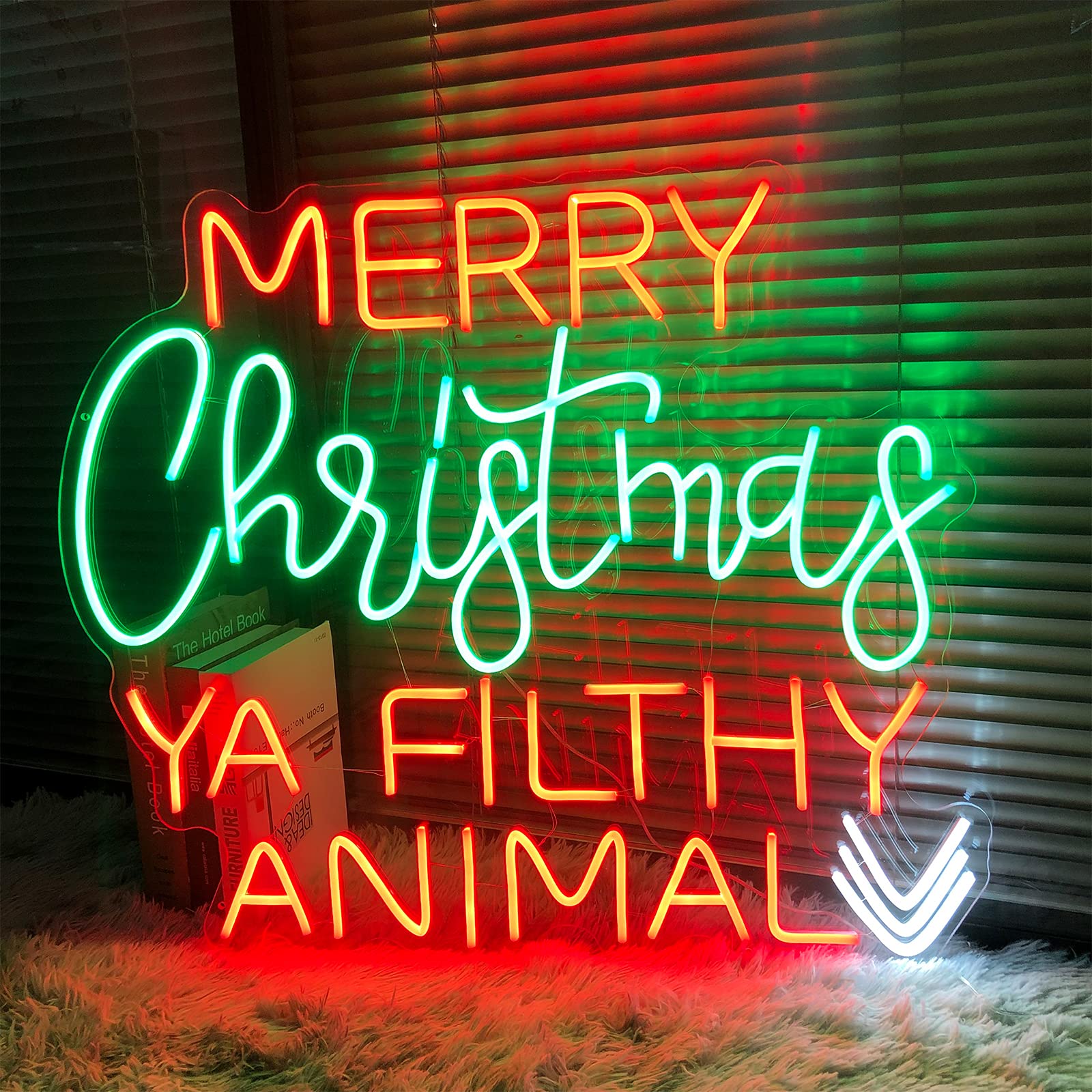 Custom Christmas Neon Signs - Adjustable Brightness LED Wall Decor for Bedroom, Bar, Party & Wedding | 19.6×16.5 Inch Acrylic Flex Light Sign in Red/Green (Perfect for Holiday Home Decor & Gift Giving)