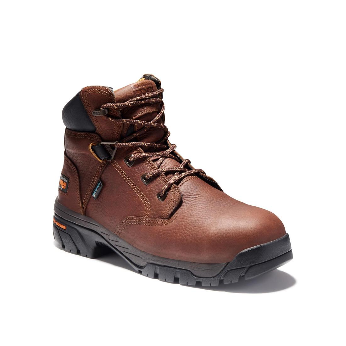 Helix 6 Inch Soft Toe Work Boots for Men - Comfortable Brown Leather Safety Shoes for Construction, Hiking & Outdoor Work