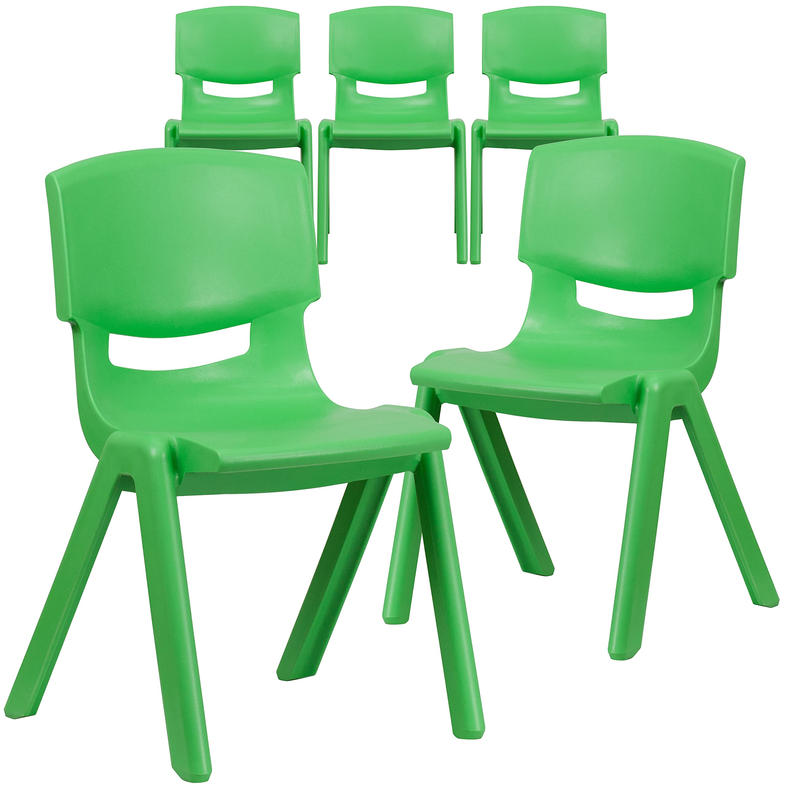Flash Furniture Whitney 5-Pack Green Plastic Stacking School Chairs - 15.5