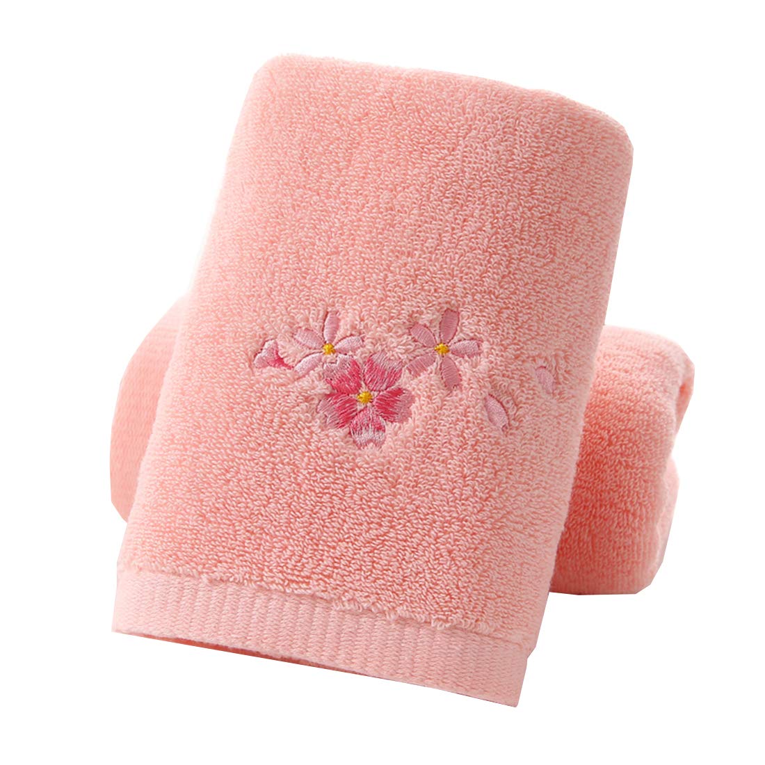 Tinymumu 2-Pack Floral Hand Towels - 100% Cotton, Super Soft & Absorbent Bath Towels for Bathroom, Kitchen, Guest Use - 13.4 x 28.3 Inches (Pink) - Perfect for Everyday Use & Home Decor