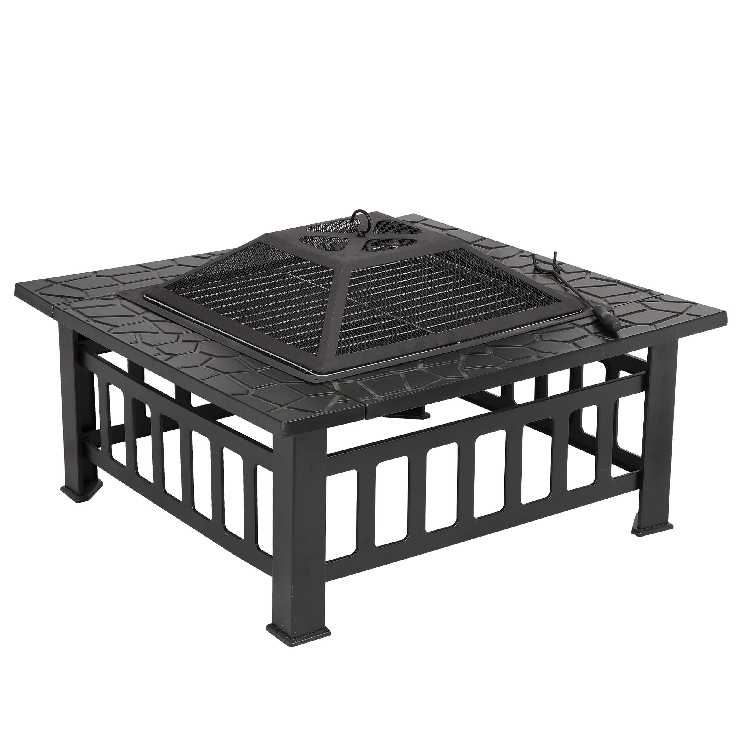 32 Inch Bronze Outdoor Fire Pit with Spark Screen & Waterproof Cover - Wood Burning Bonfire Bowl for Patio, BBQ, Camping, Picnic & Garden Use - Perfect for Backyard Gatherings and Cozy Evenings
