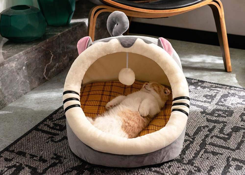 **4-Season Universal Cat Bed - Cooling Nest & Enclosed Cat House Villa with Washable Mat - Cozy Pet Kennel for Dogs & Cats - Perfect for Indoor Lounging & Outdoor Adventures**