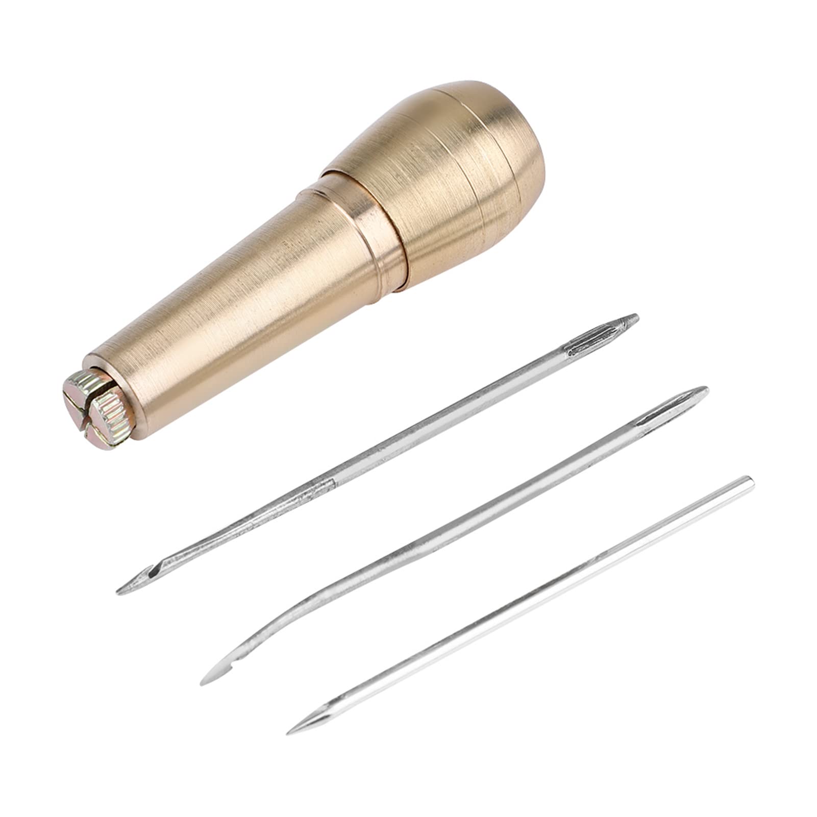 3-Piece Copper Handle Sewing Awl Needles - Professional Leather & Shoe Repair Tool Kit for DIY Crafting, Upholstery, and Outdoor Gear Maintenance