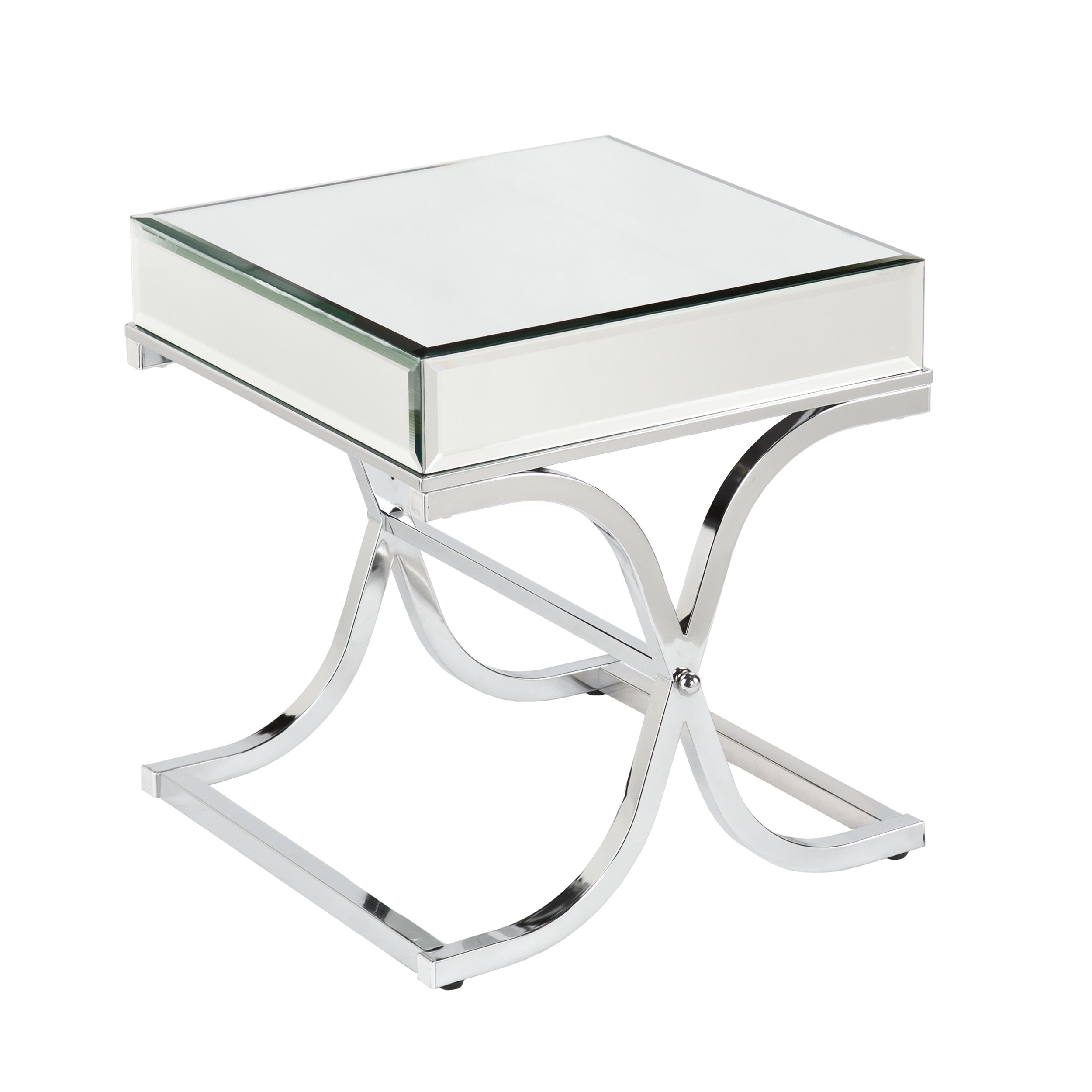 Ava Modern Chrome Mirrored End Table - Stylish Nightstand for Living Room, Bedroom & Office Decor