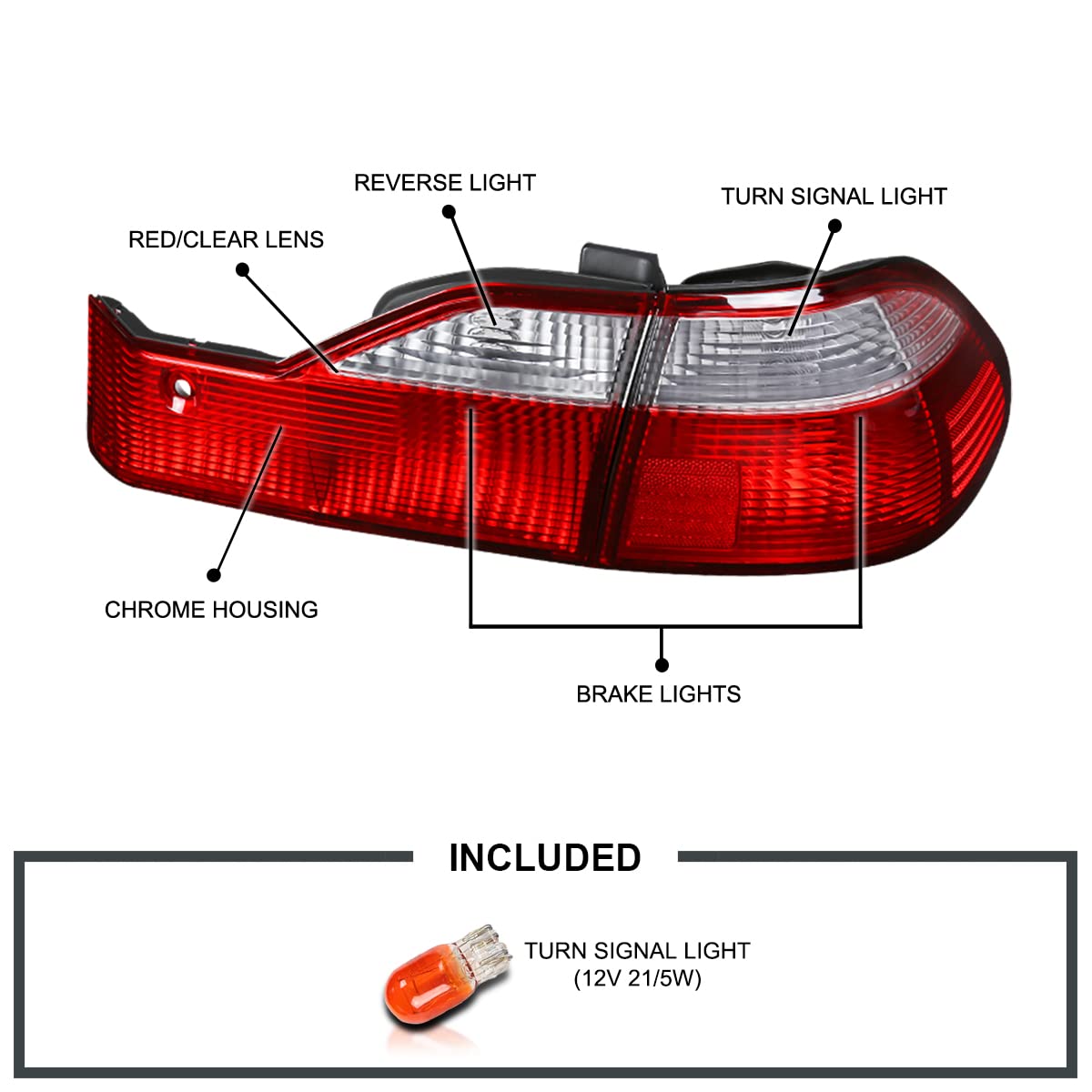 Spec-D Tuning Red LED Tail Lights for 1998-2000 Honda Accord 4-Door Sedan - Left & Right Pair Assembly - Enhance Style & Visibility for Night Driving & Car Shows