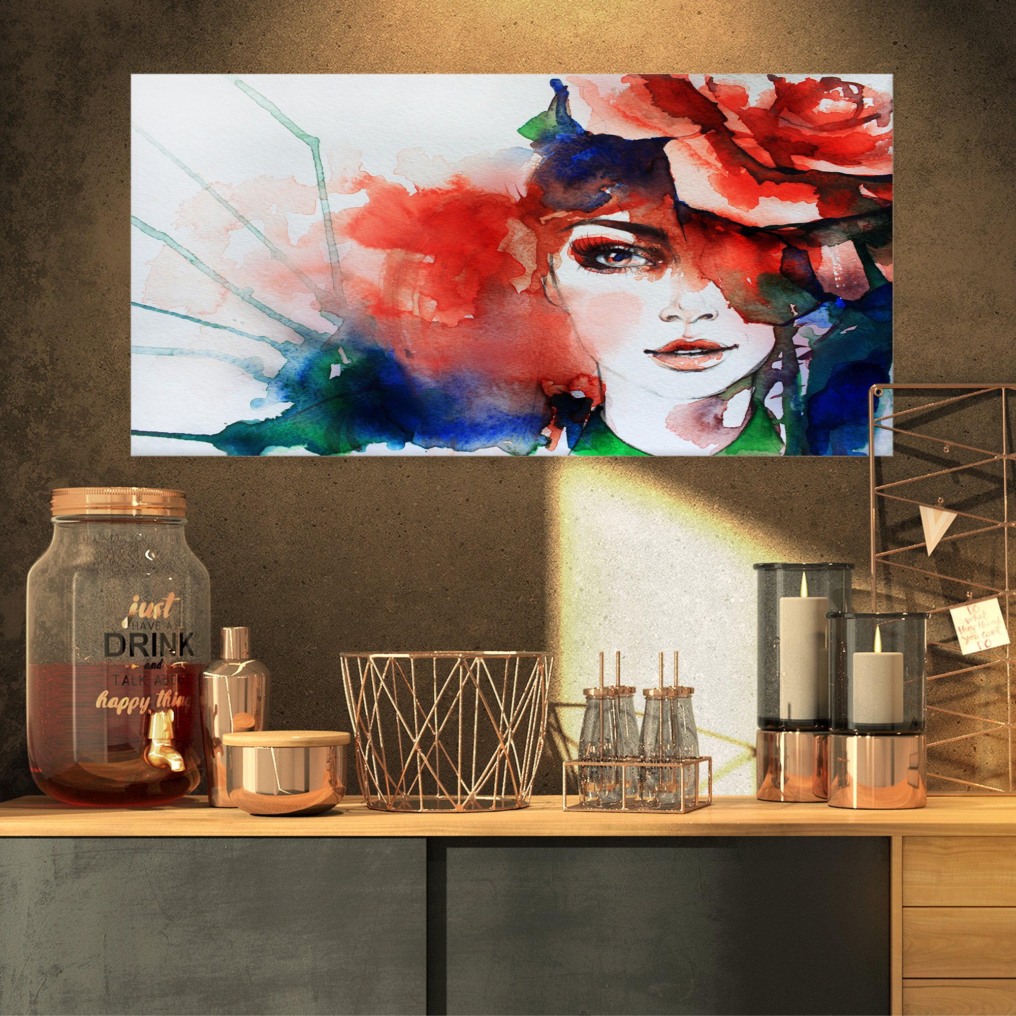 Abstract Rose Illustration Canvas Art Print - Elegant Wall Decor for Living Room, Bedroom & Office