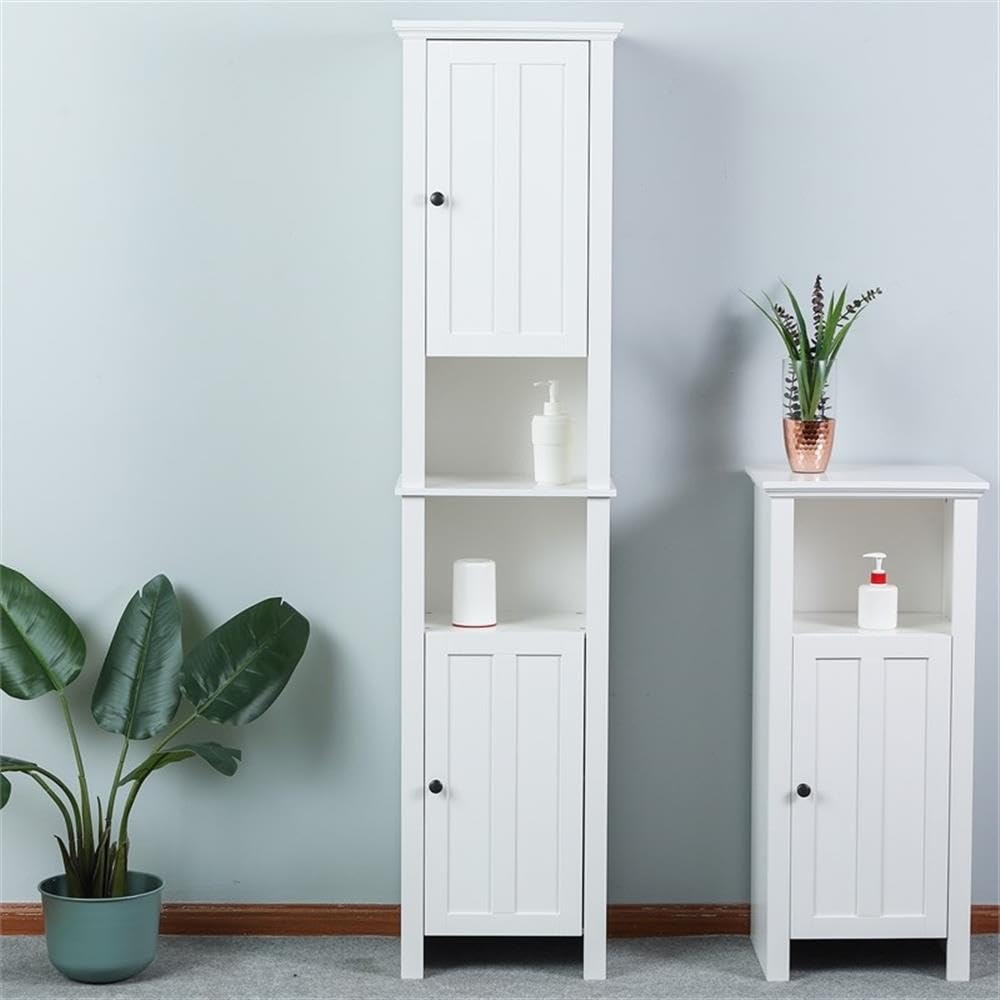 Winsome House White Wood Tall Bathroom Storage Cabinet - Perfect for Organizing Towels, Toiletries & Bathroom Essentials in Modern Homes