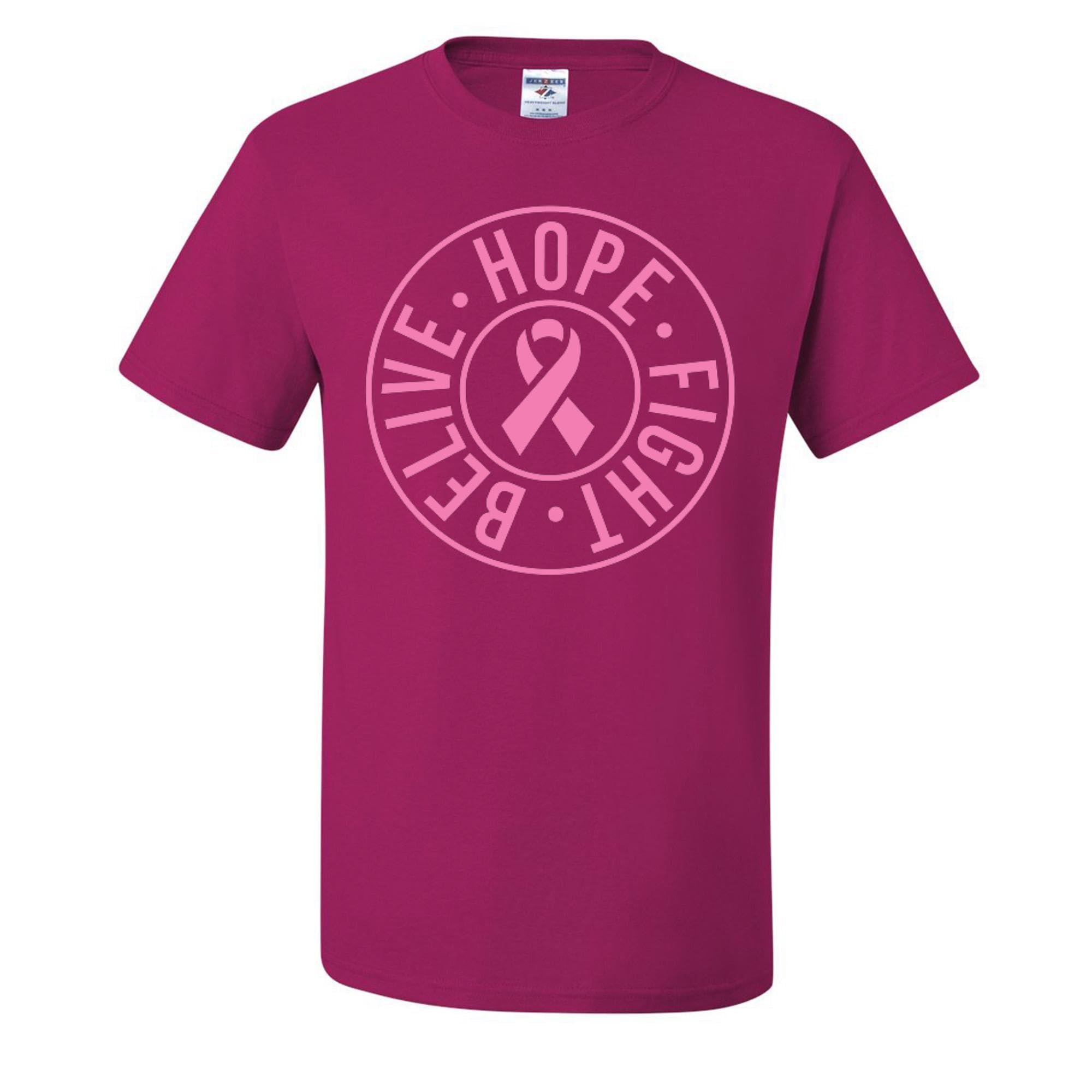 Wild Custom Apparel - Believe Hope Fight Breast Cancer Awareness Graphic Men's T-Shirt - Comfortable Cotton Tee for Charity Events, Fundraisers & Awareness Campaigns