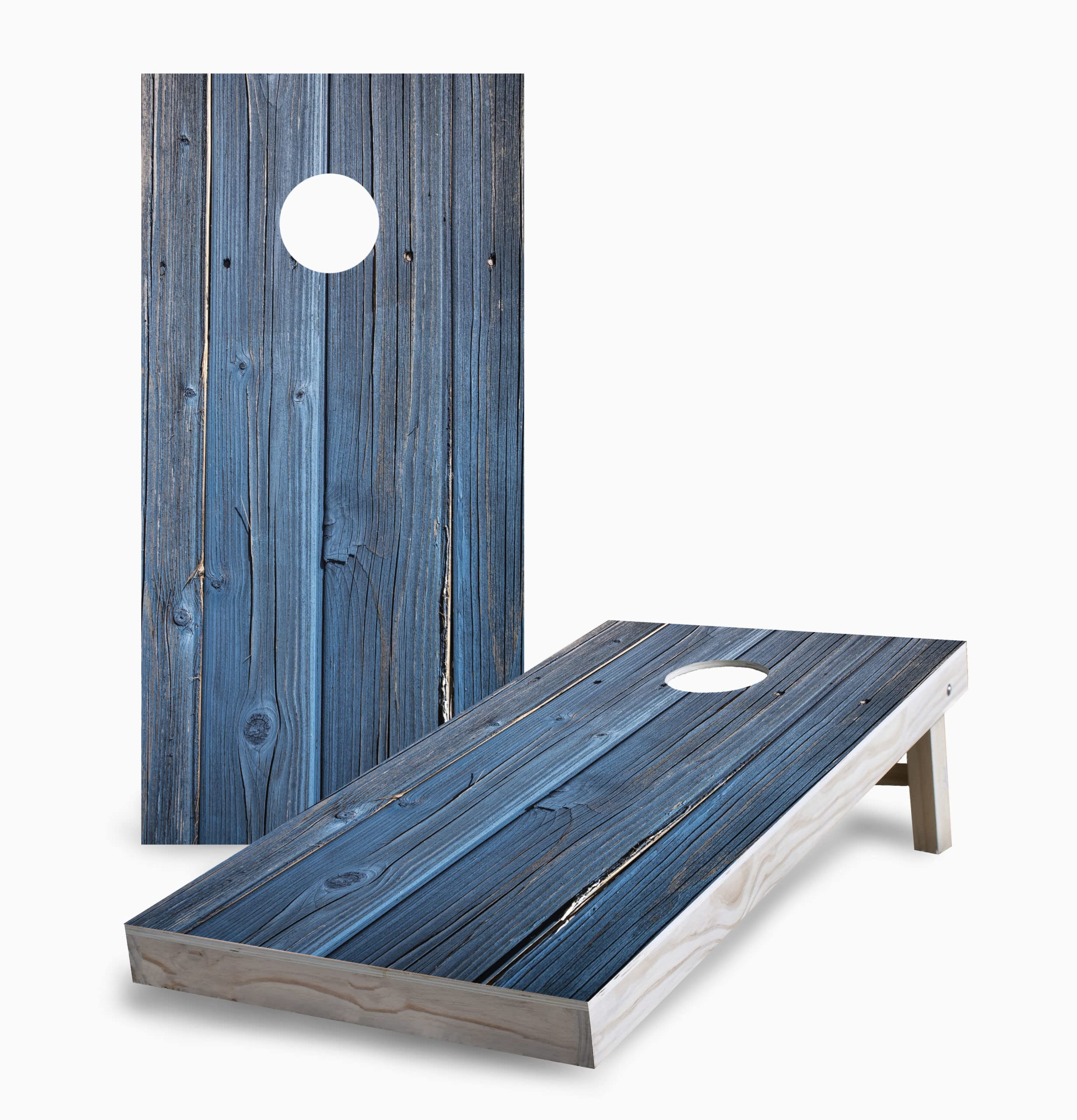Skip's Garage Blue Wood Corn Hole Board Set with 2 Boards & 8 Bags - Premium Outdoor Lawn Game for Backyard Parties, Tailgating, and Family Gatherings