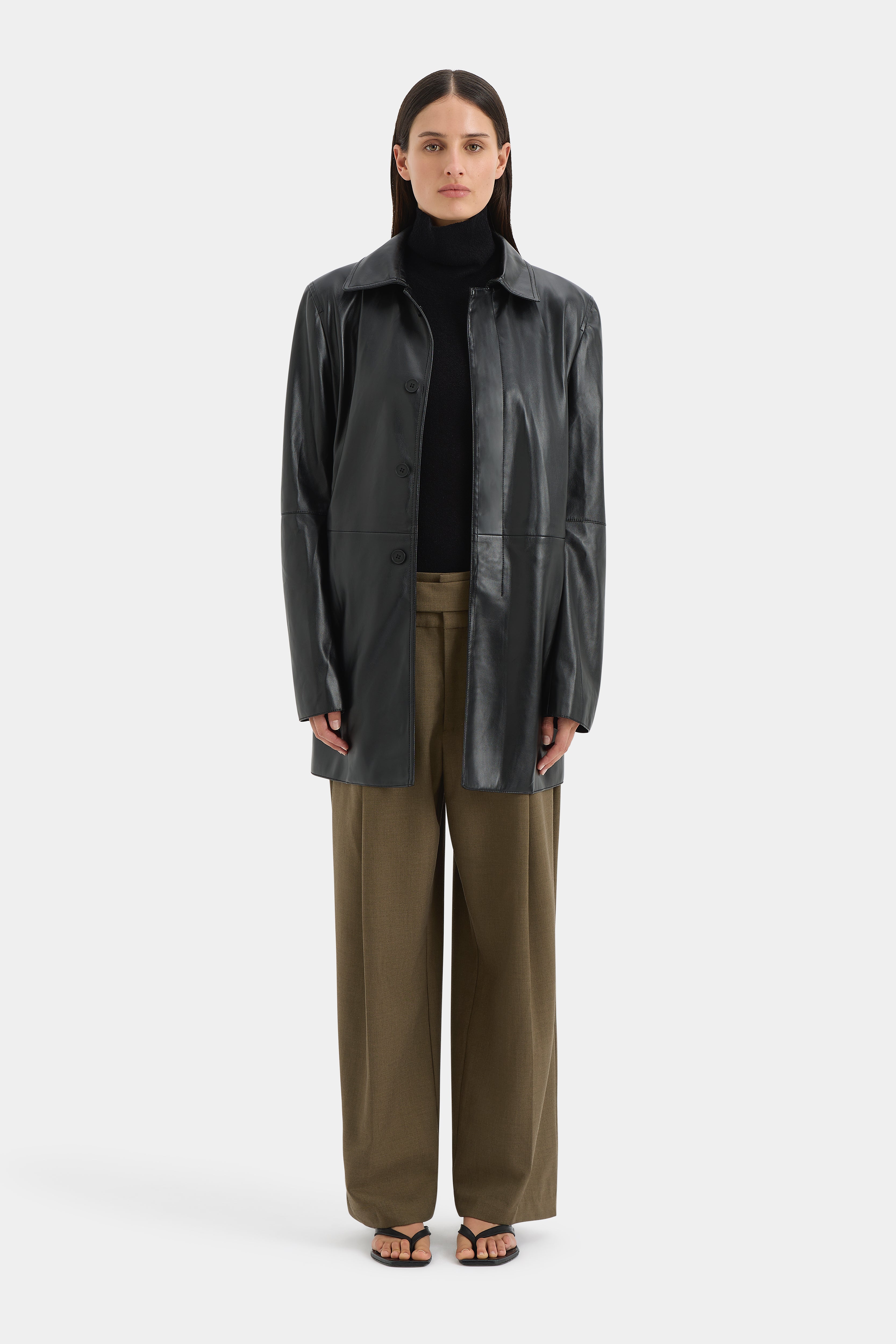 Brera Coat for Women - Classic Black Wool Blend Trench Coat with Belt | Perfect for Office, Business, and Formal Occasions