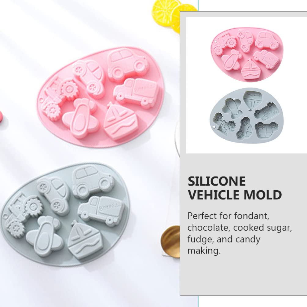 2-Piece Silicone Baking Mold Set - Vehicle Chocolate & Candy Molds, Reusable Cookie & Cake Molds for Baking, Perfect for Kids' Birthday Parties, Baby Showers, and DIY Dessert Decorations