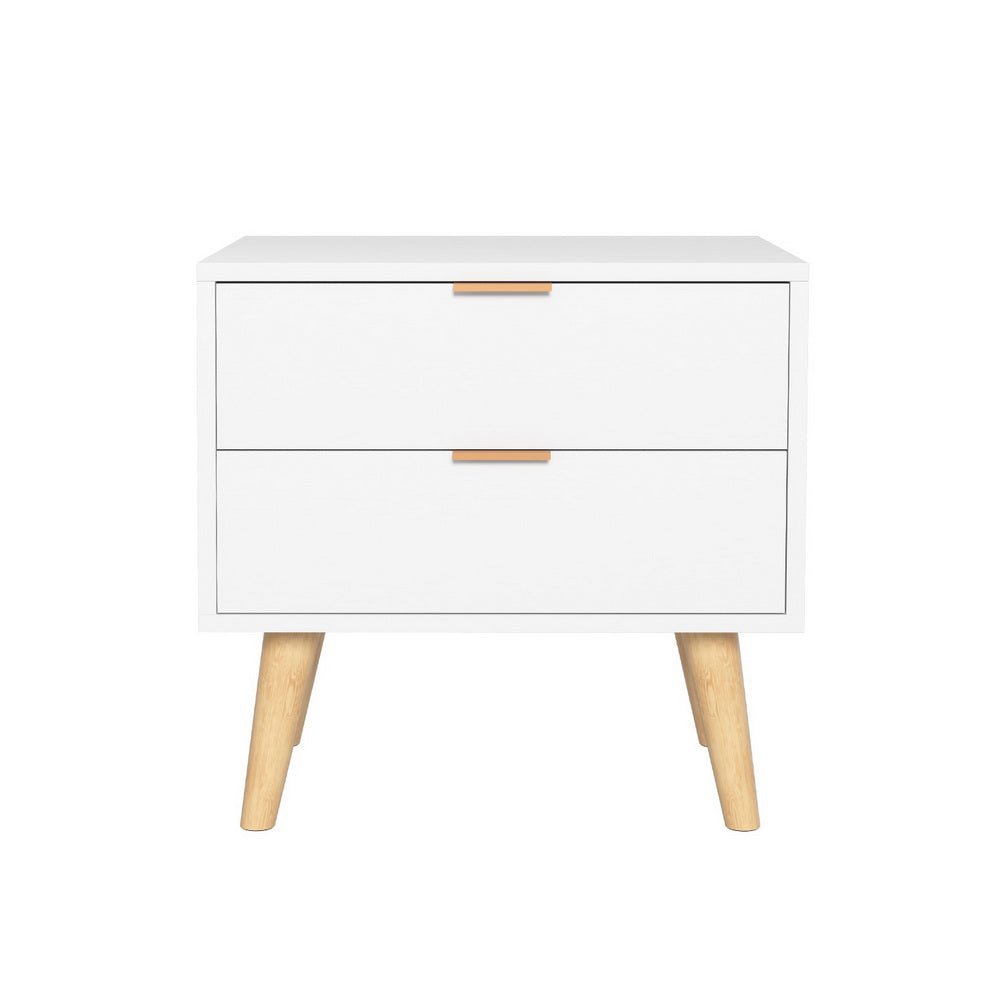 Modern White Nightstand with 2 Drawers - Bedside Storage Cabinet for Bedroom, Living Room & Office - Compact Side Table with Smooth Gliding Drawers