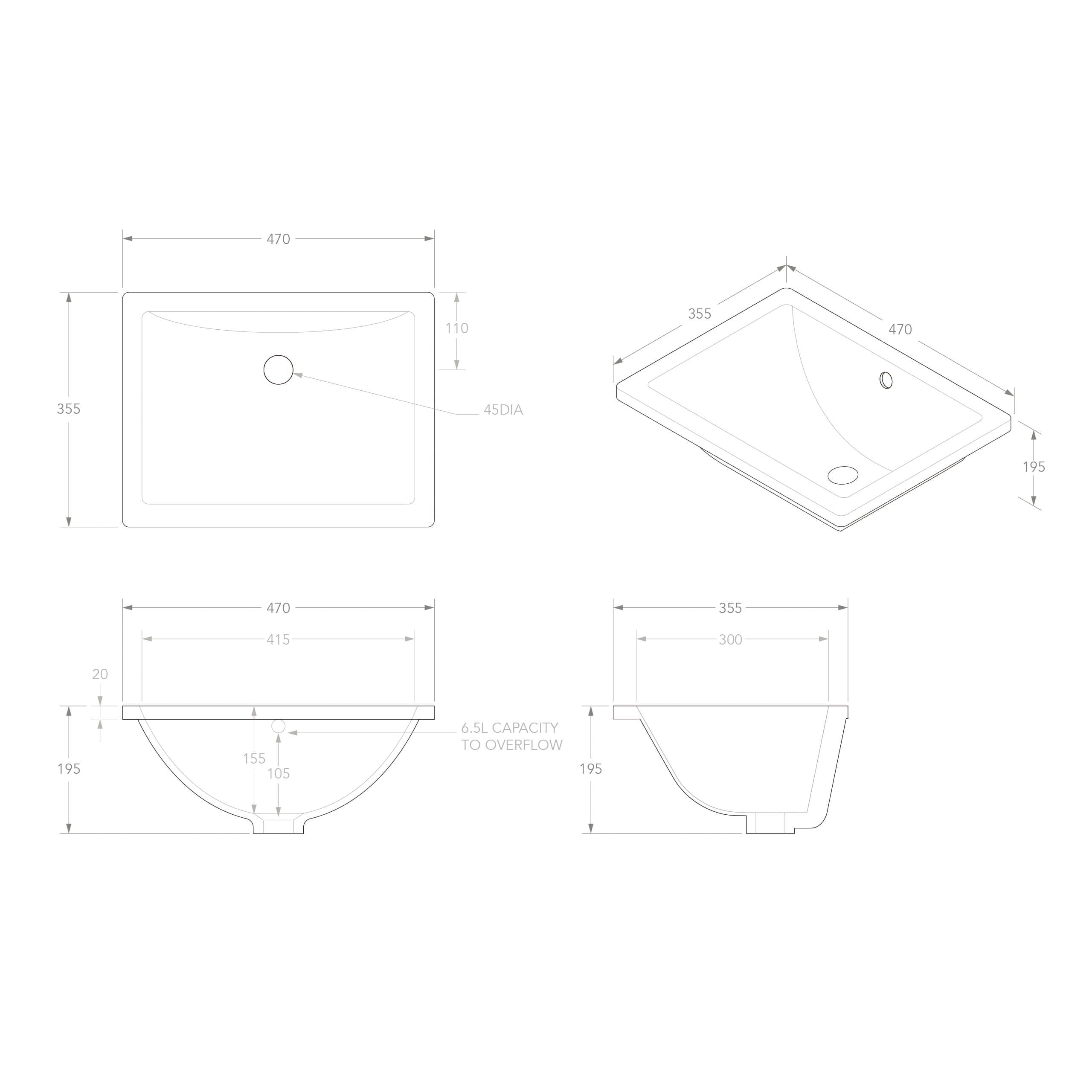 ADP Under Counter Dish Basin - Gloss White Finish for Modern Kitchen & Bathroom Sinks | Perfect for Small Spaces, RV, and Apartment Use